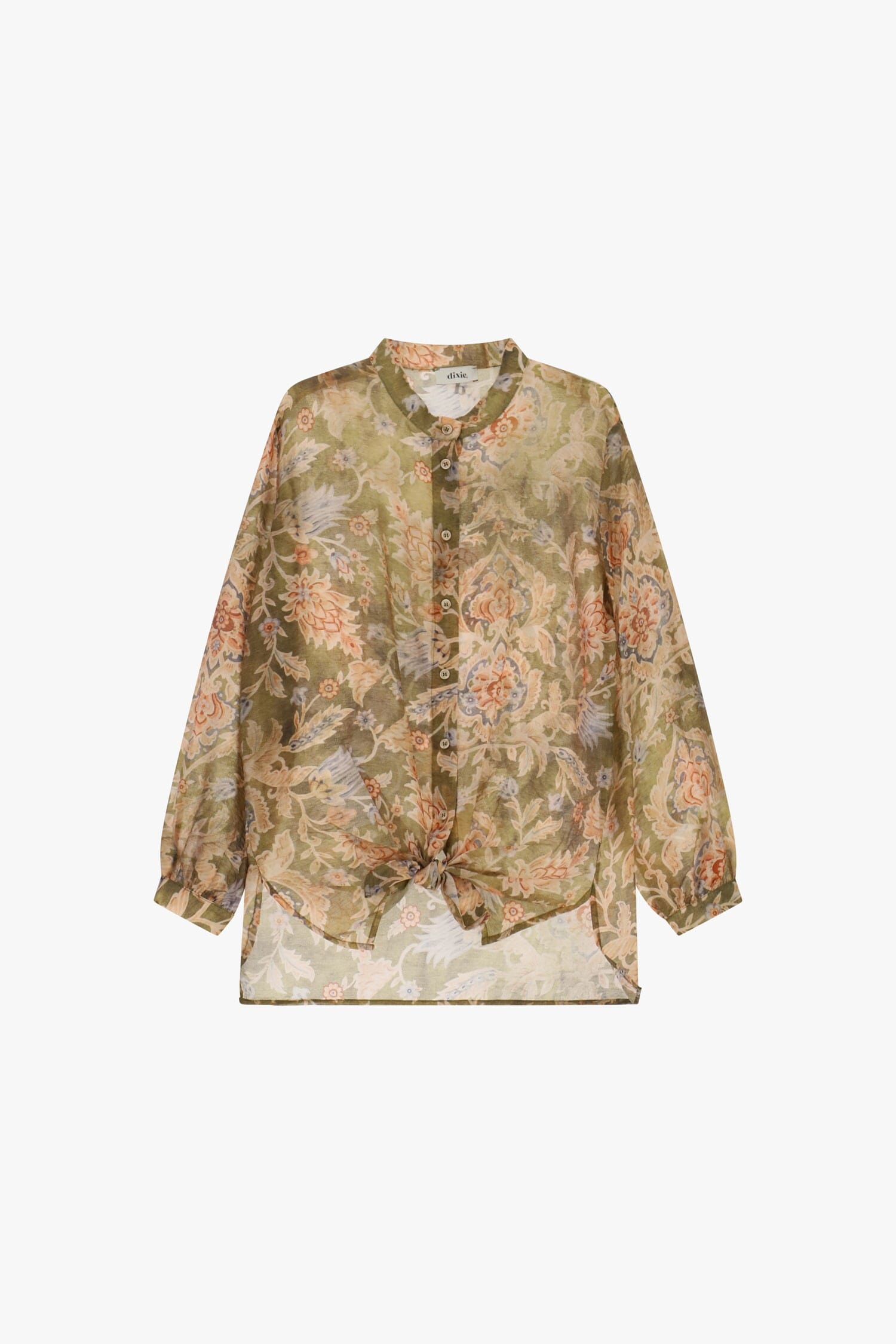 Camicia Ampia Con Fantasia Floreale E Nodo Frontale Dixie