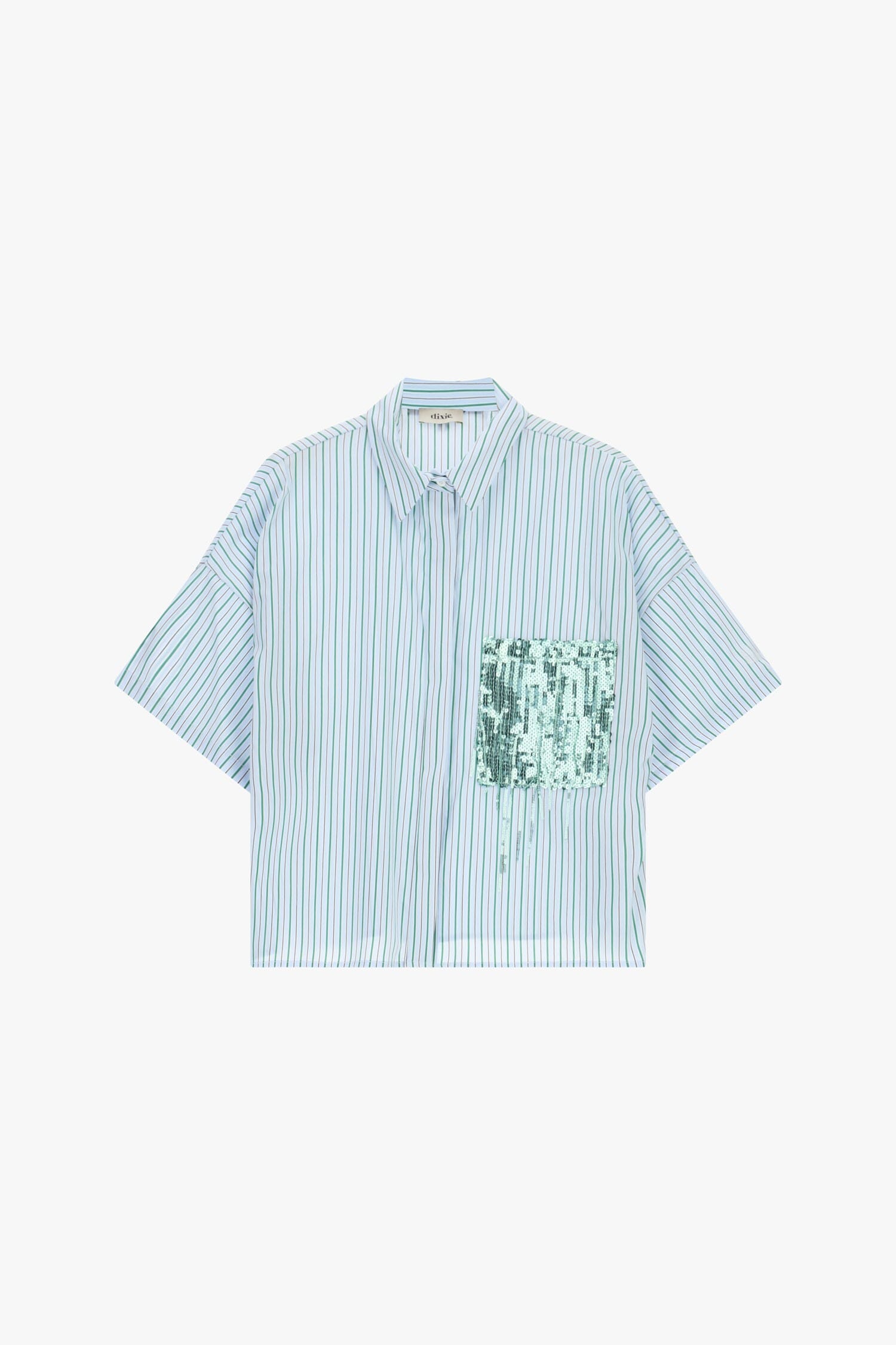 Striped Shirt With Sequined Pocket And Short Sleeves Dixie
