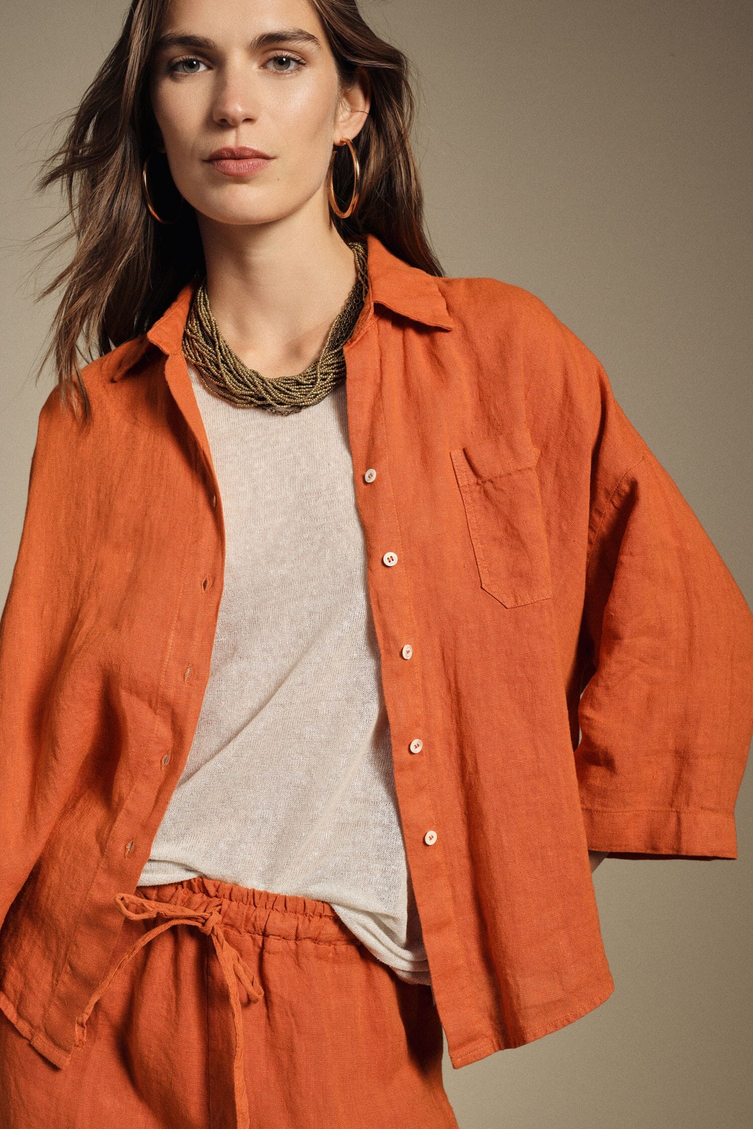 Camicia Ampia Con Maniche 3/4 E Taschino Dixie