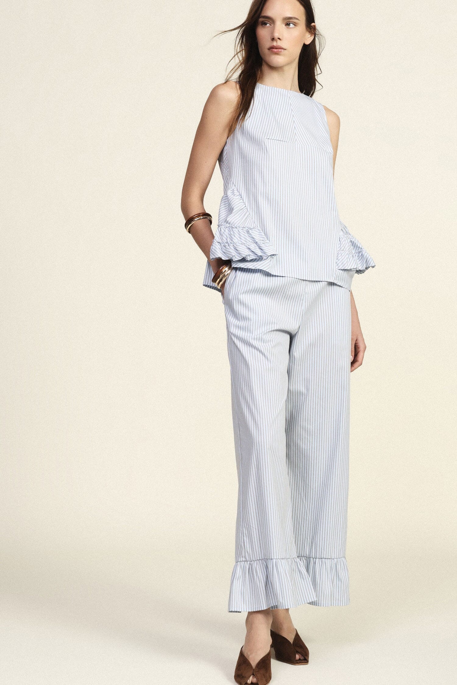 Pantalon rayé Palace avec volant Dixie Bottom