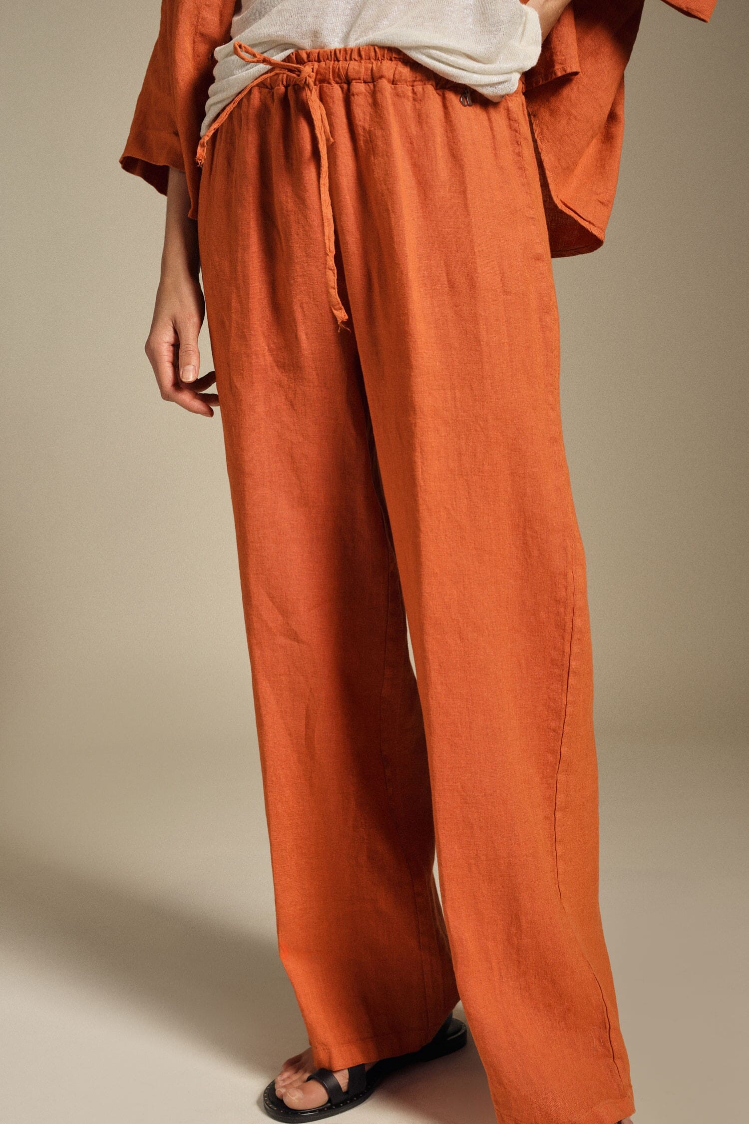 Pantalon large avec taille haute et cordon de serrage Dixie