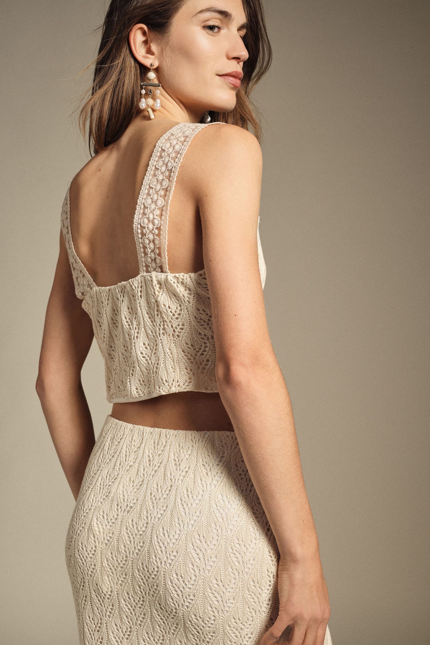 Knitted Top With Wide Perforated Straps Dixie