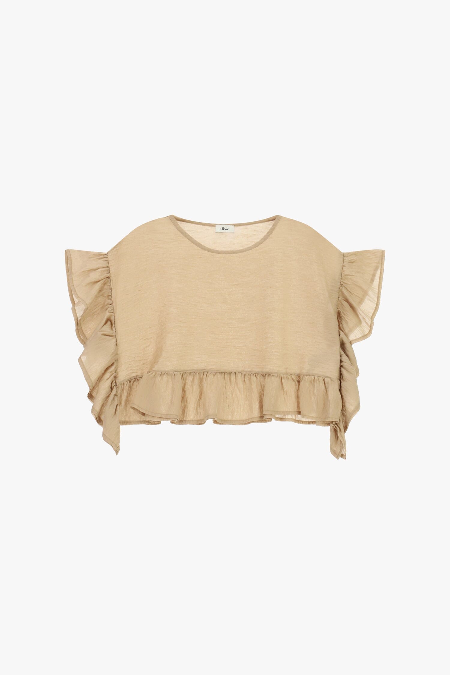 Dixie Cropped Top With Curly Sleeves