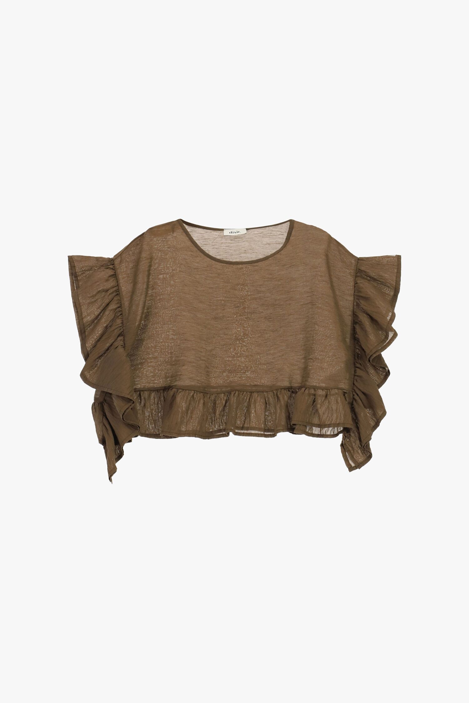 Dixie Cropped Top With Curly Sleeves