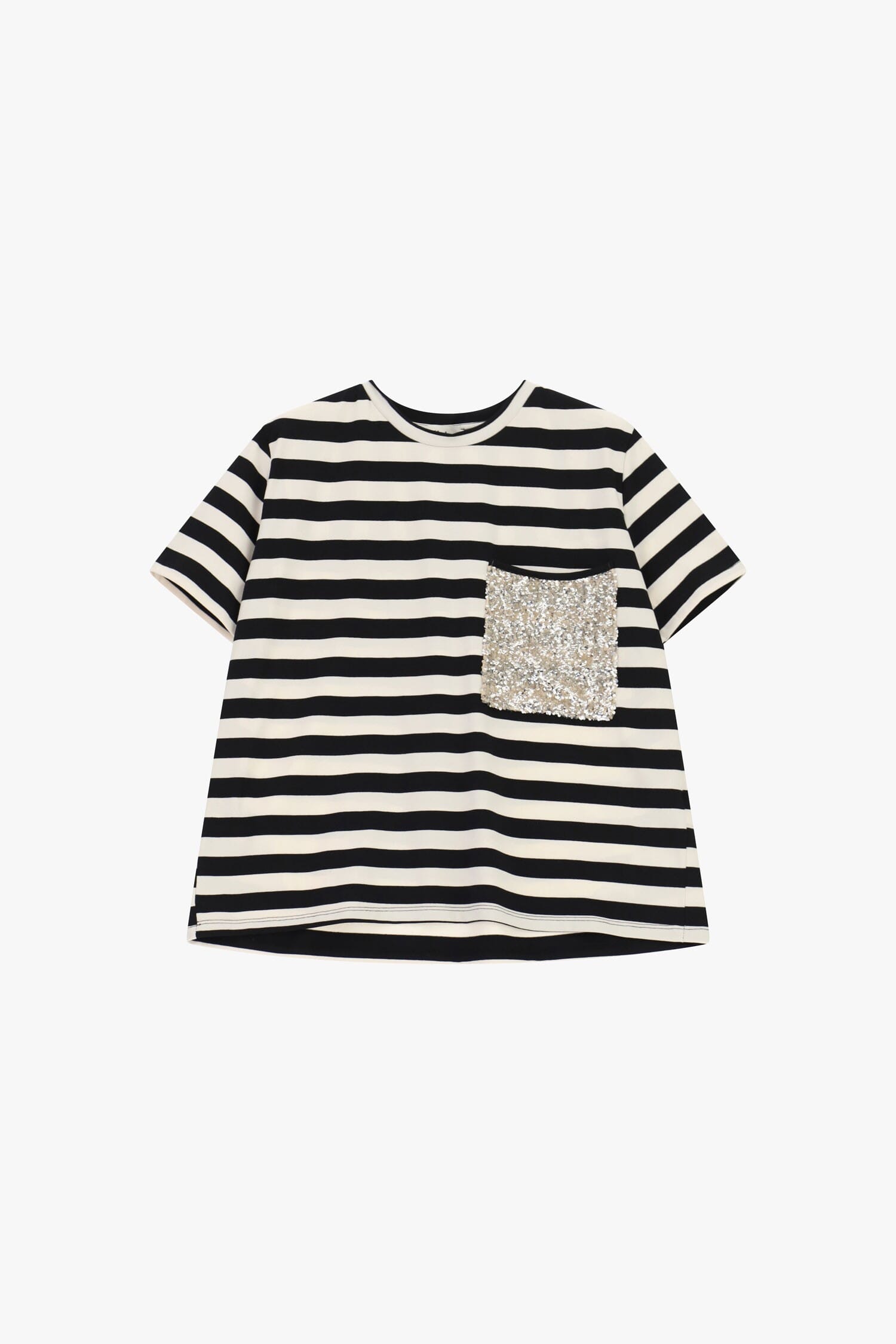 T-Shirt A Righe Con Tasca Applicata Paillettes Dixie