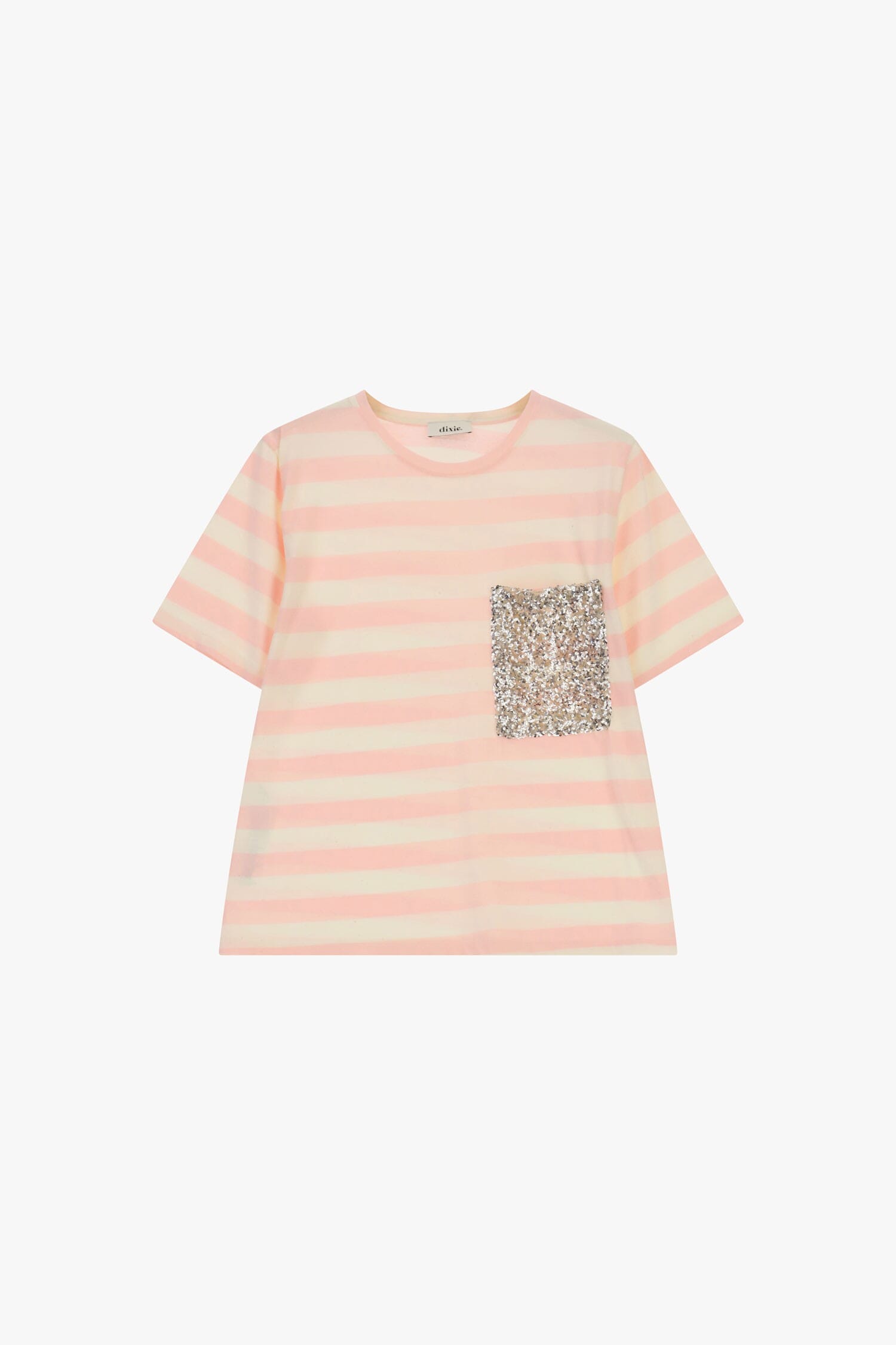 T-Shirt A Righe Con Tasca Paillettes Frontale Dixie