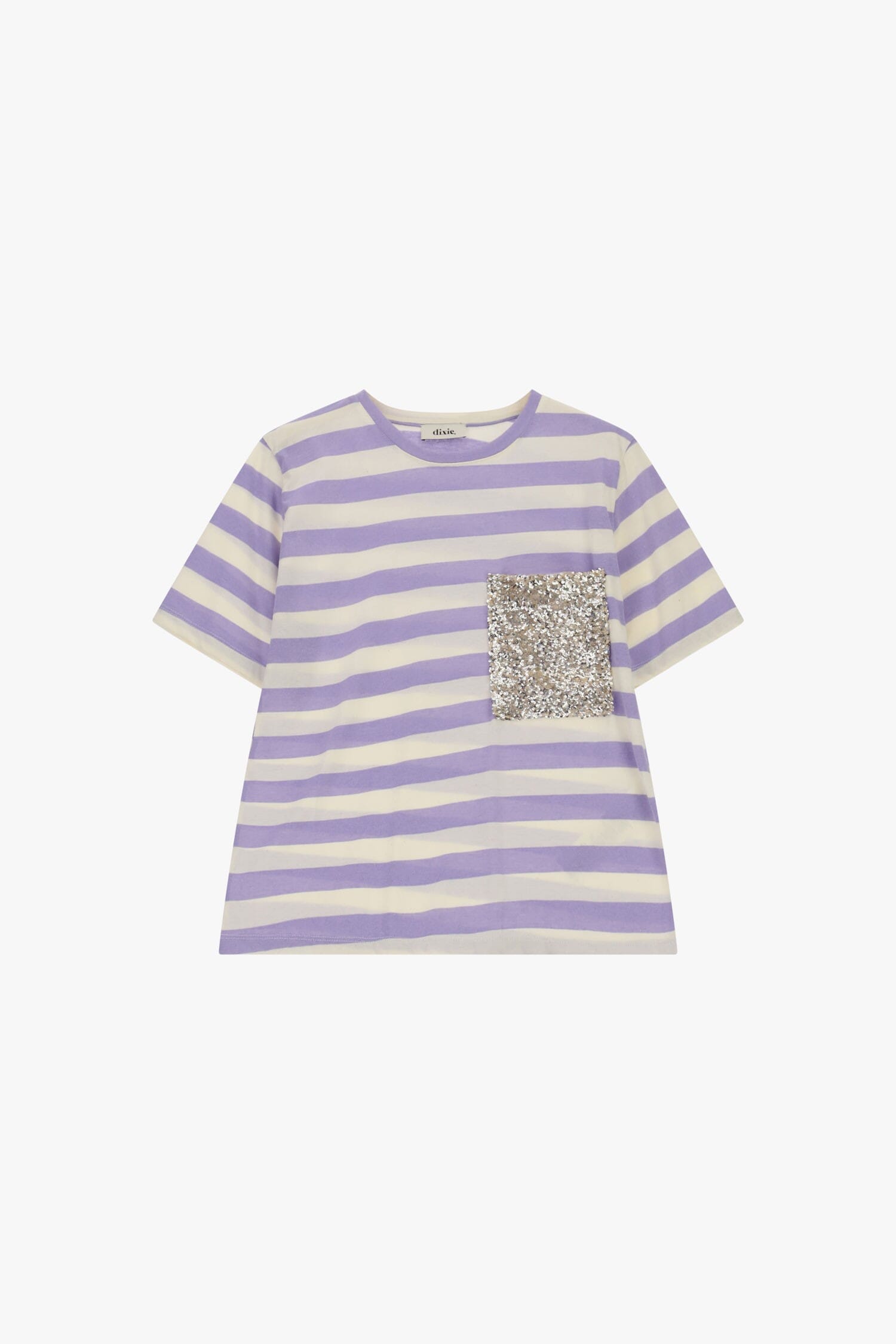 T-Shirt A Righe Con Tasca Paillettes Frontale Dixie