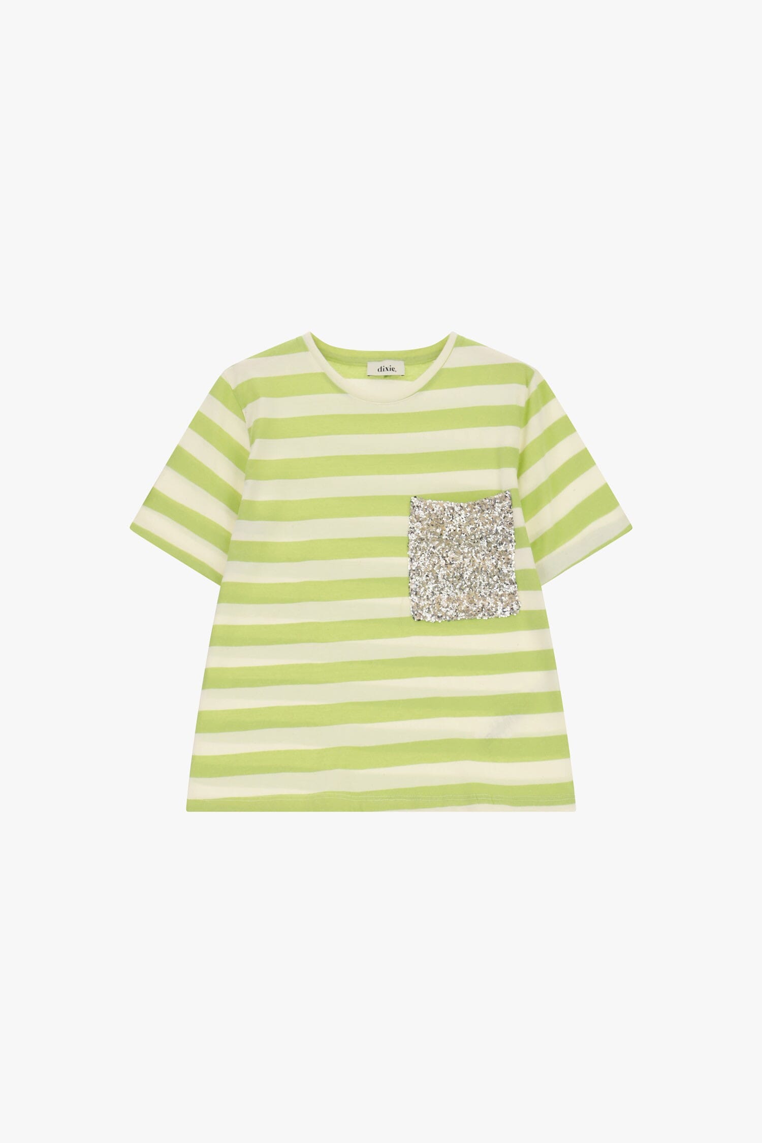 T-Shirt A Righe Con Tasca Paillettes Frontale Dixie