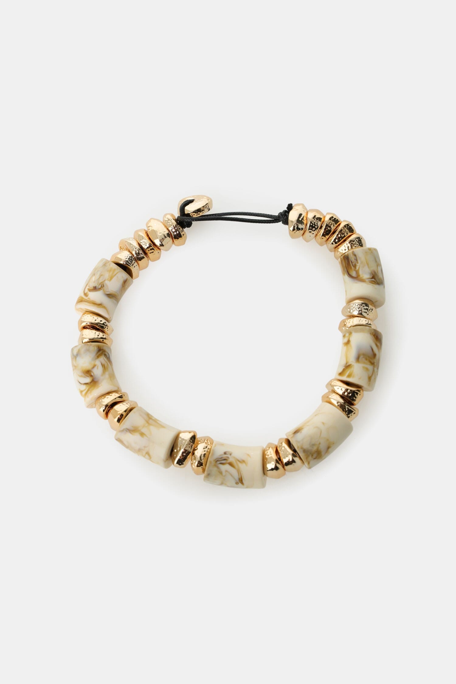 Bracciale Elastico Con Cilindri Marmorizzati E Inserti Metallici Dixie