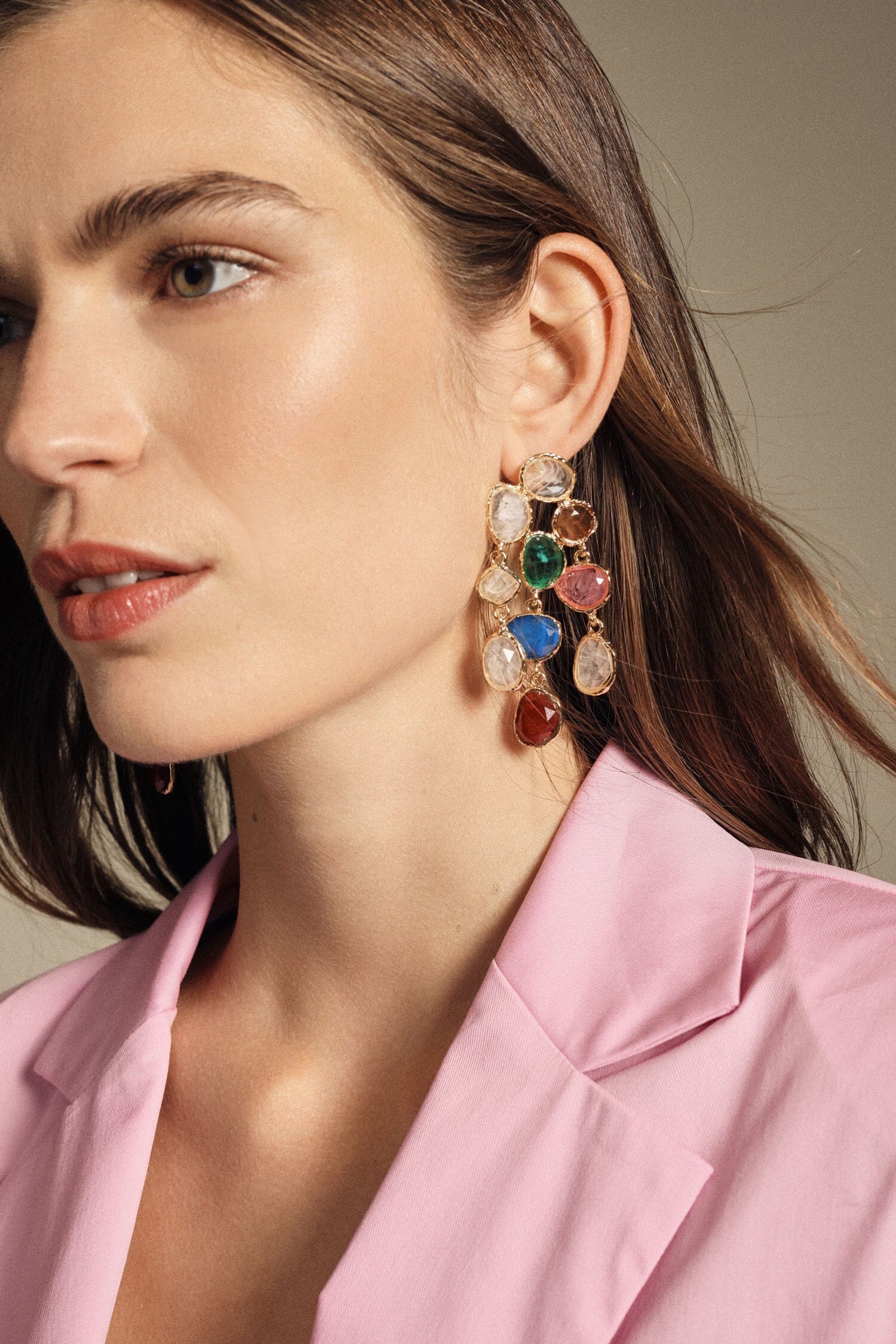 Orecchini Pendenti Multiformi Con Pietre Colorate Dixie