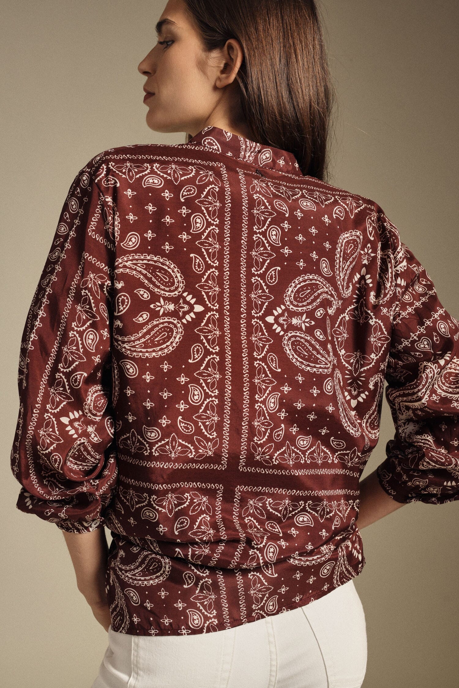 Regular Fit Paisley Pattern Front Knot Dixie Shirt