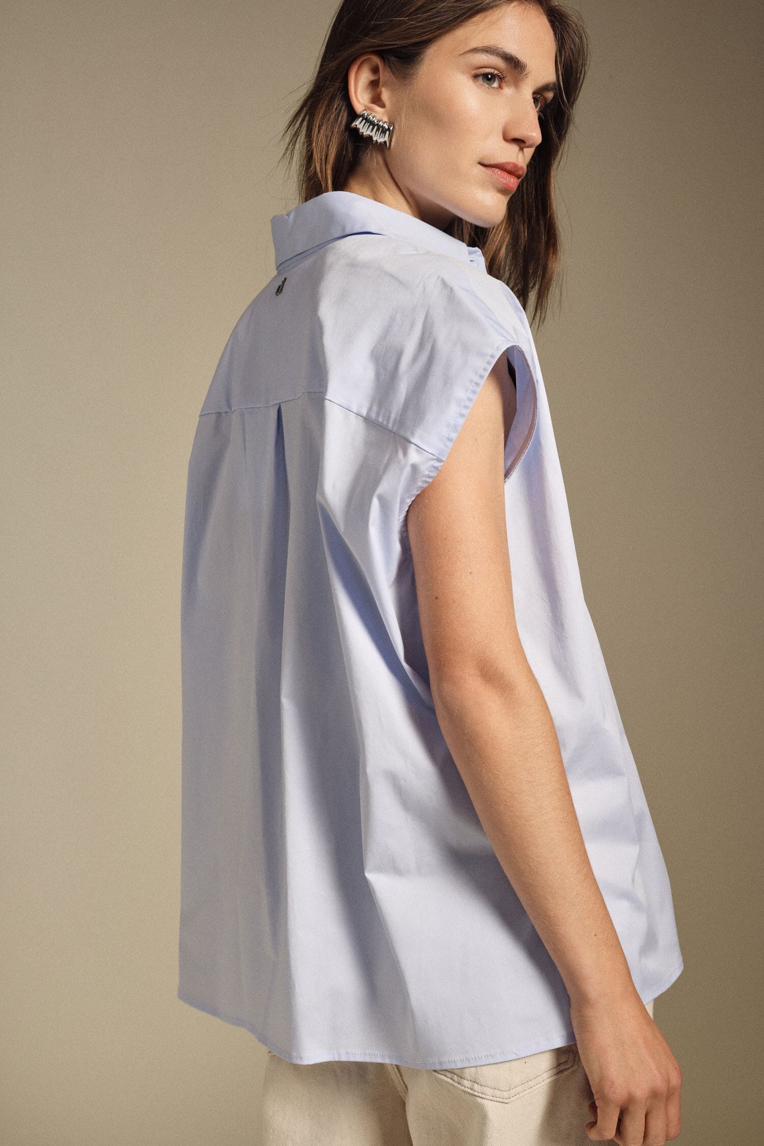 Sleeveless Shirt With Sequined Pocket Dixie
