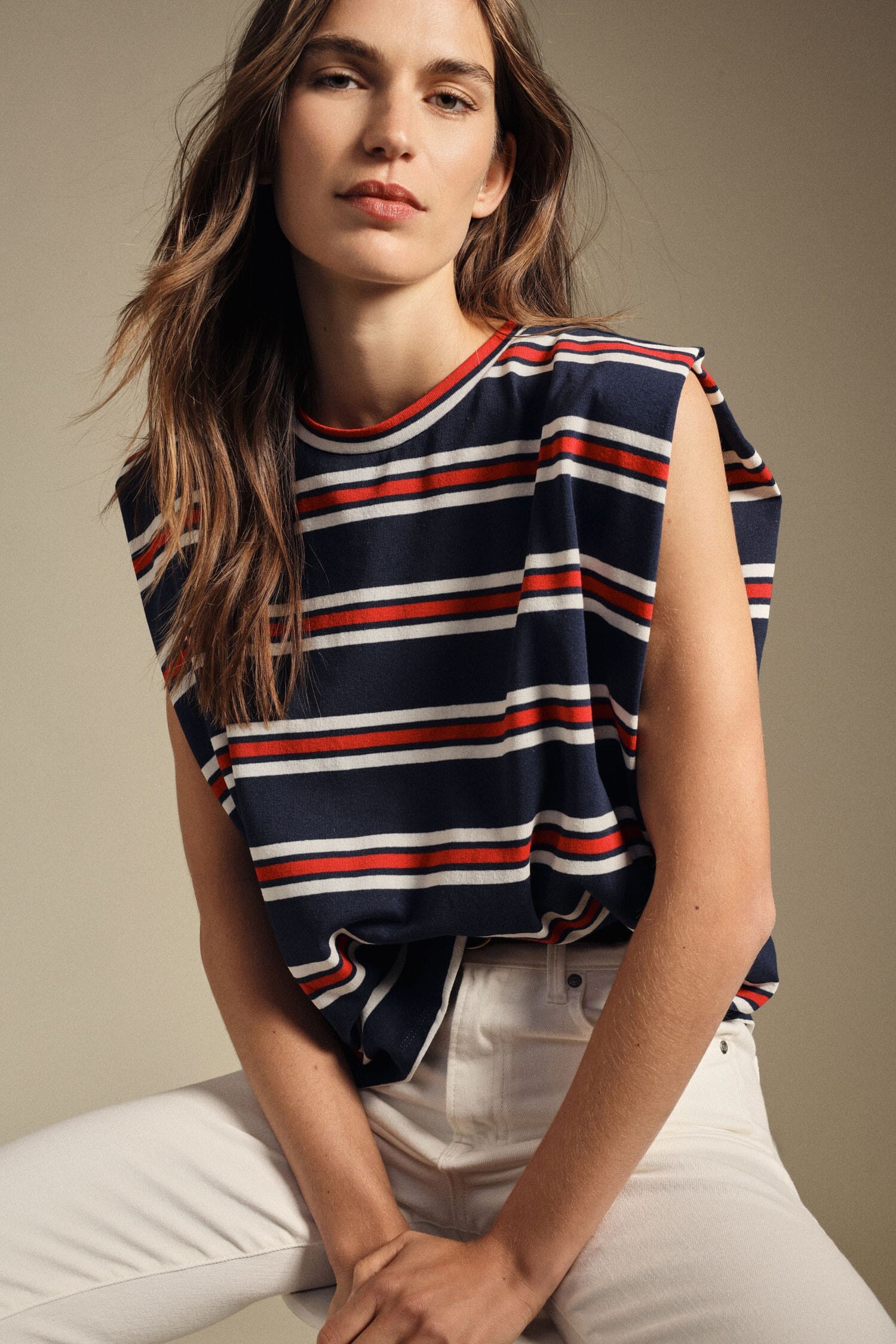 Dixie Classic Crew Neck Striped Top