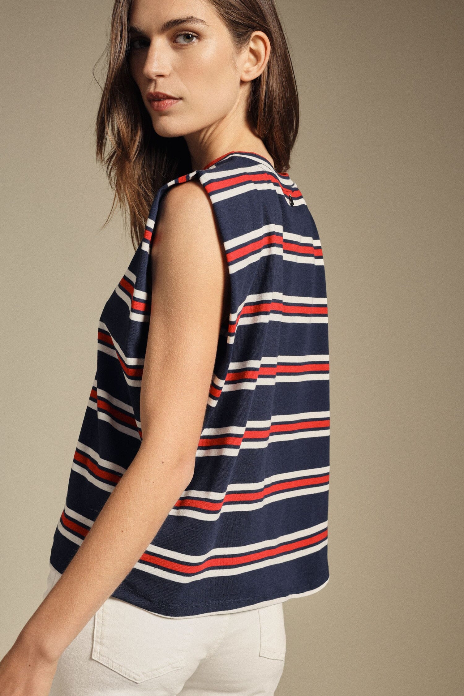 Dixie Classic Crew Neck Striped Top
