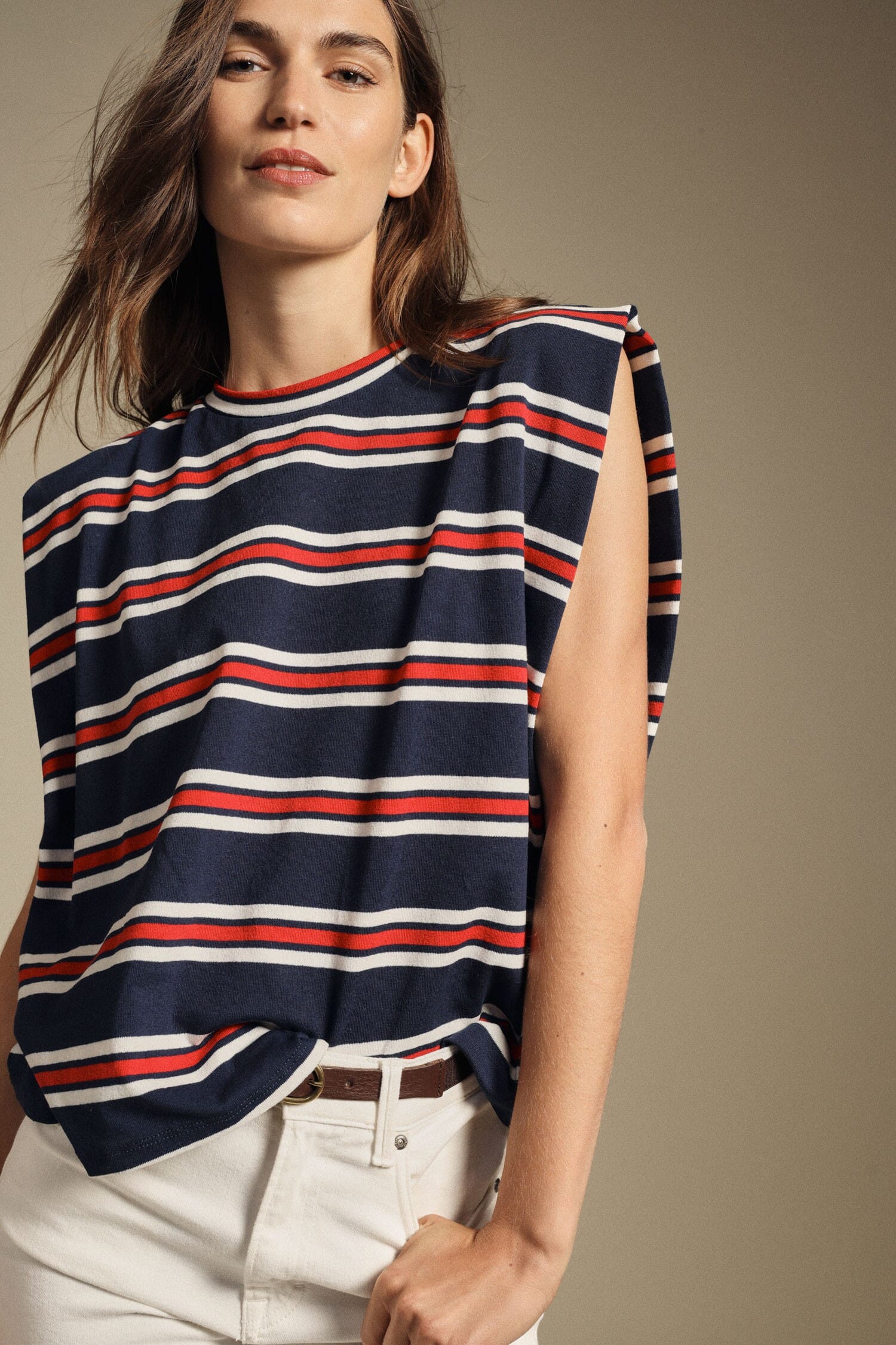 Dixie Classic Crew Neck Striped Top
