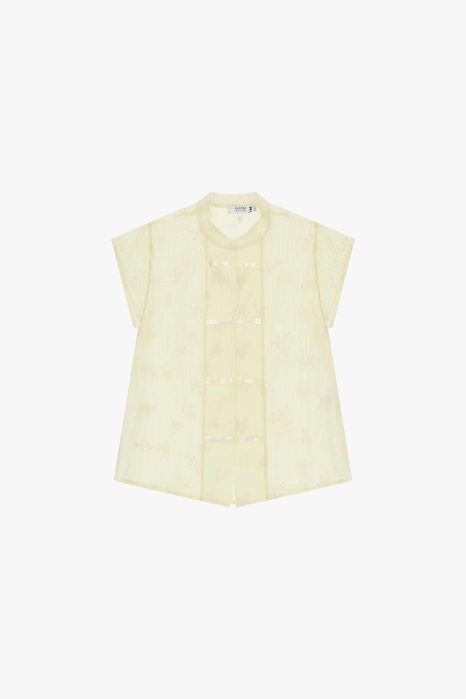 Camicia Senza Maniche Con Fiori Ricamati E Chiusura Frontale Please