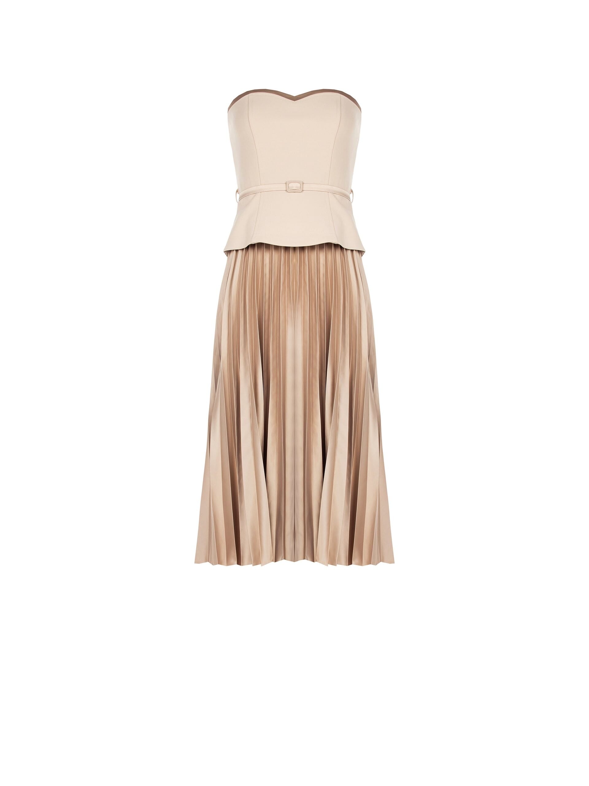 Robe midi 2 pièces en satin plissé avec top en crêpe scuba Rinascimento