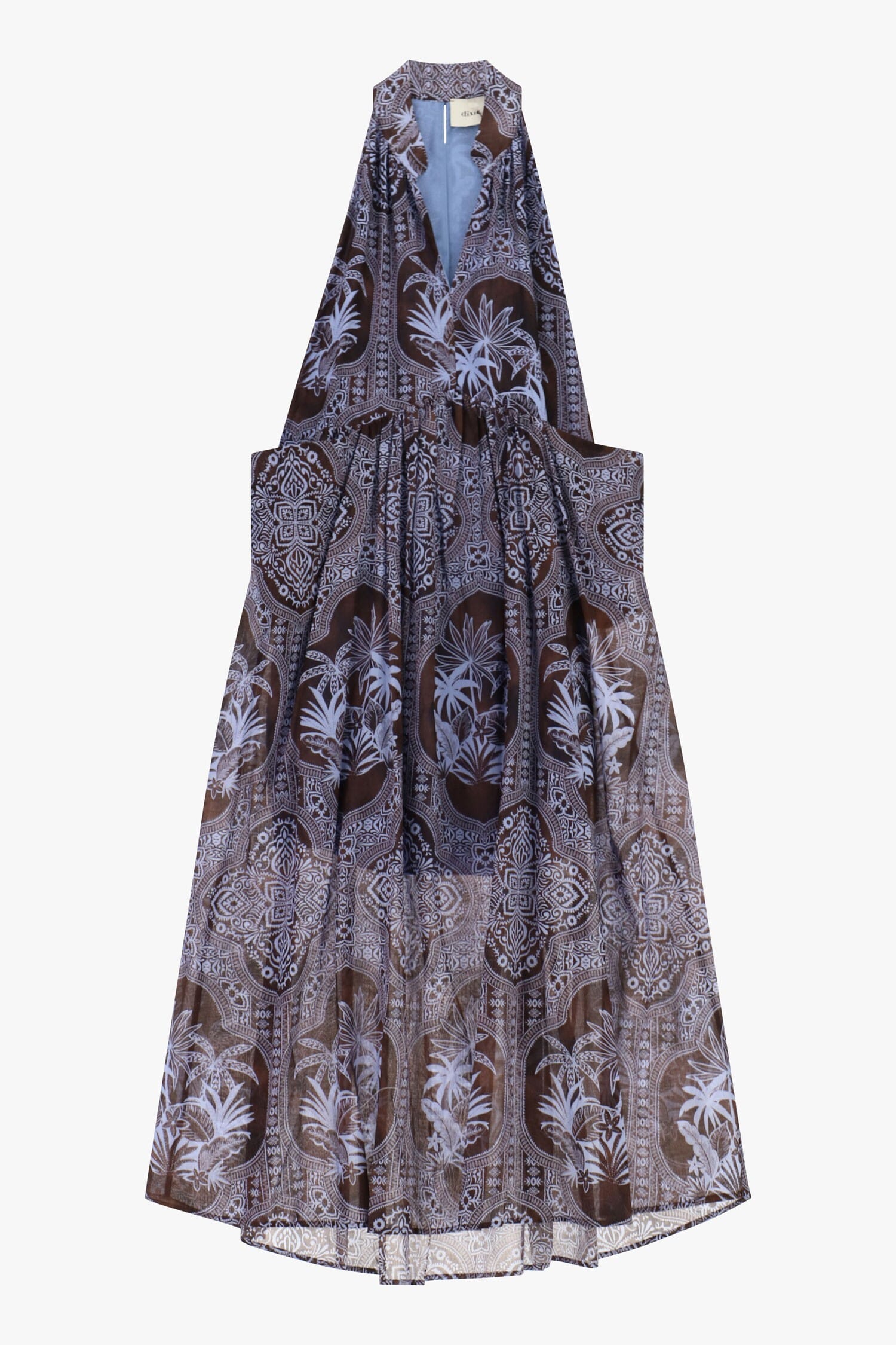 Abito Lungo Stampa Paisley Fit Ampio Collo Allacciato Dixie