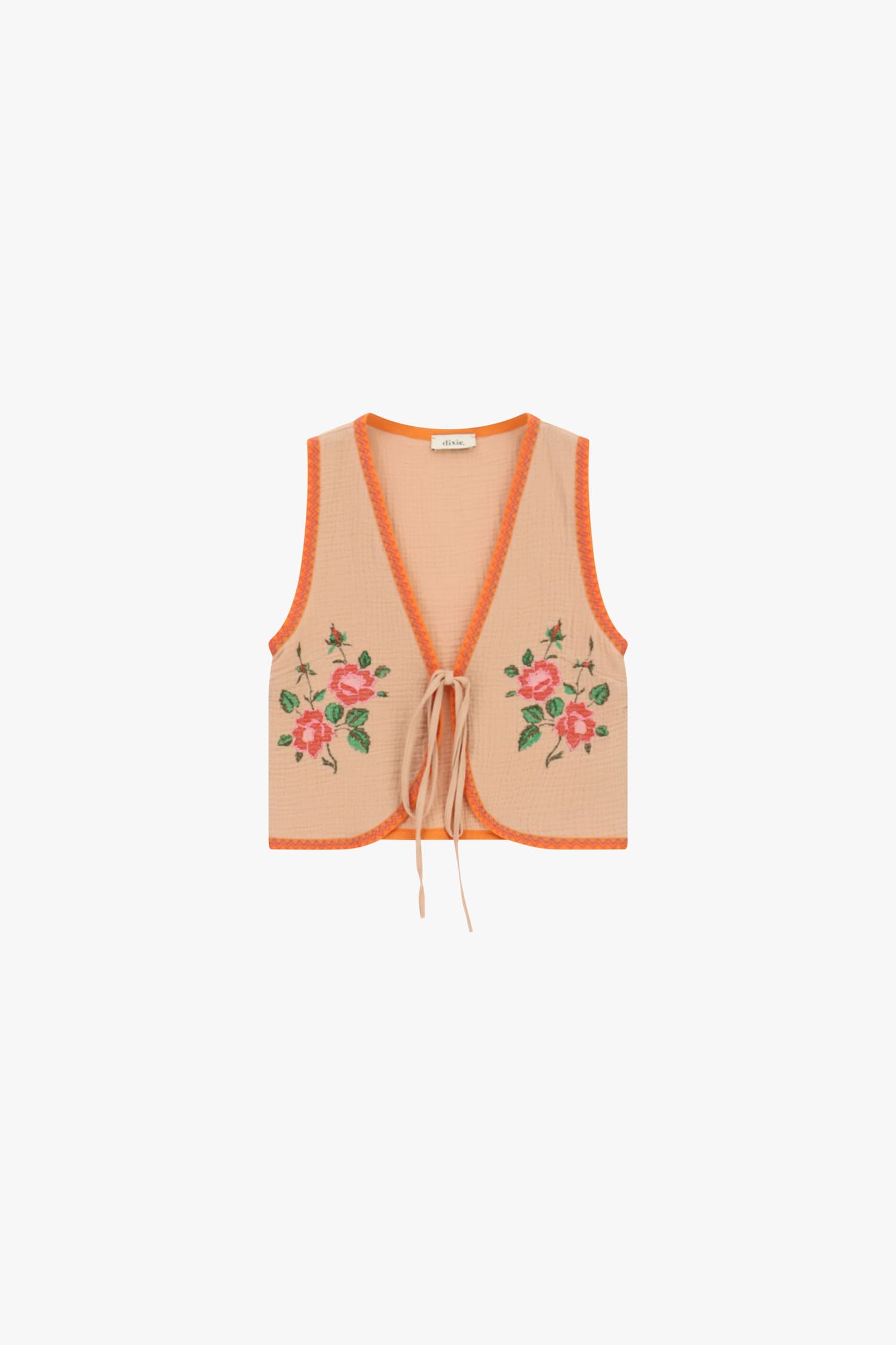 Gilet avec profils contrastés et broderie florale Dixie