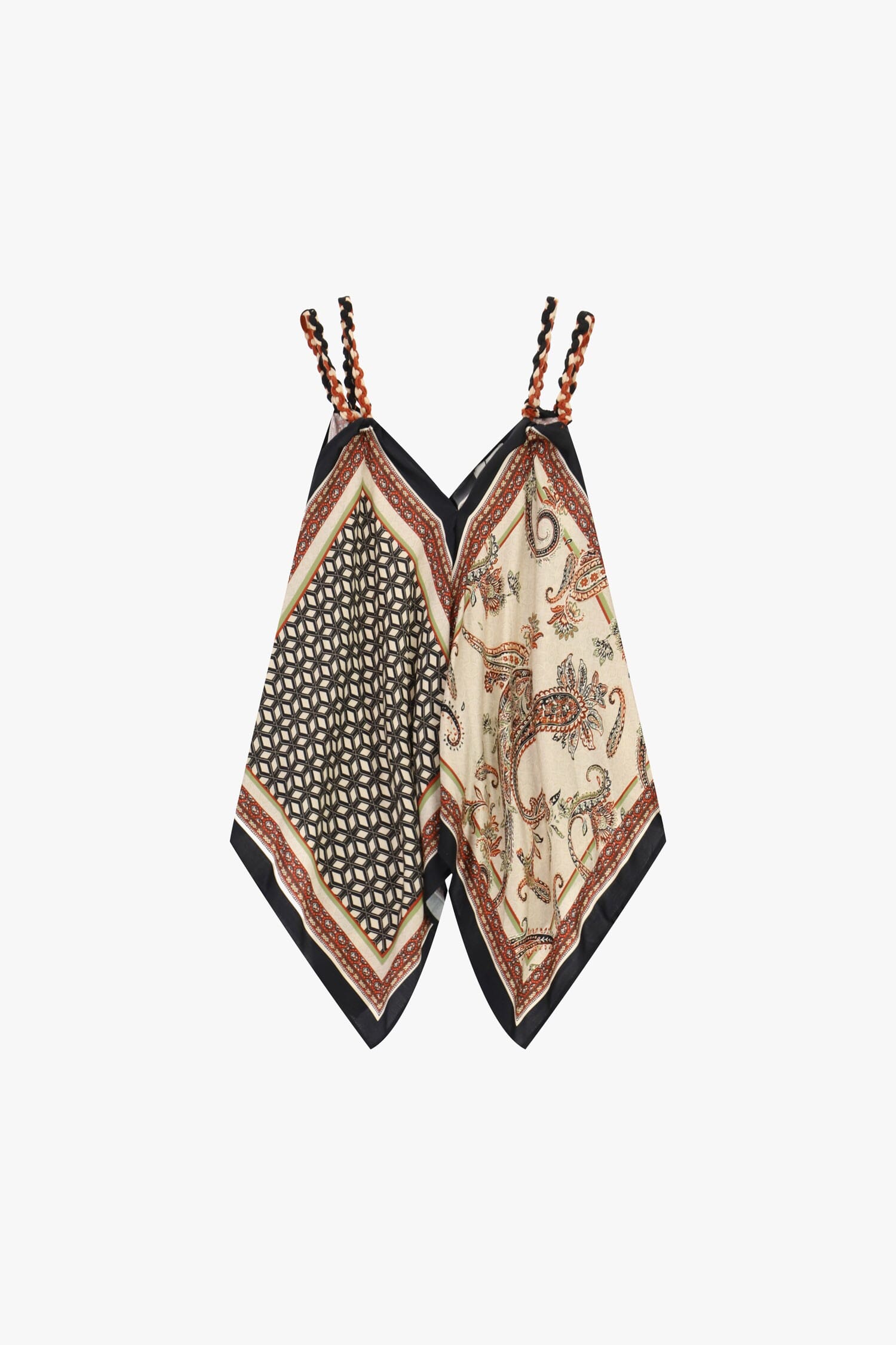 Top With Braided Suspenders And Foulard Print Dixie