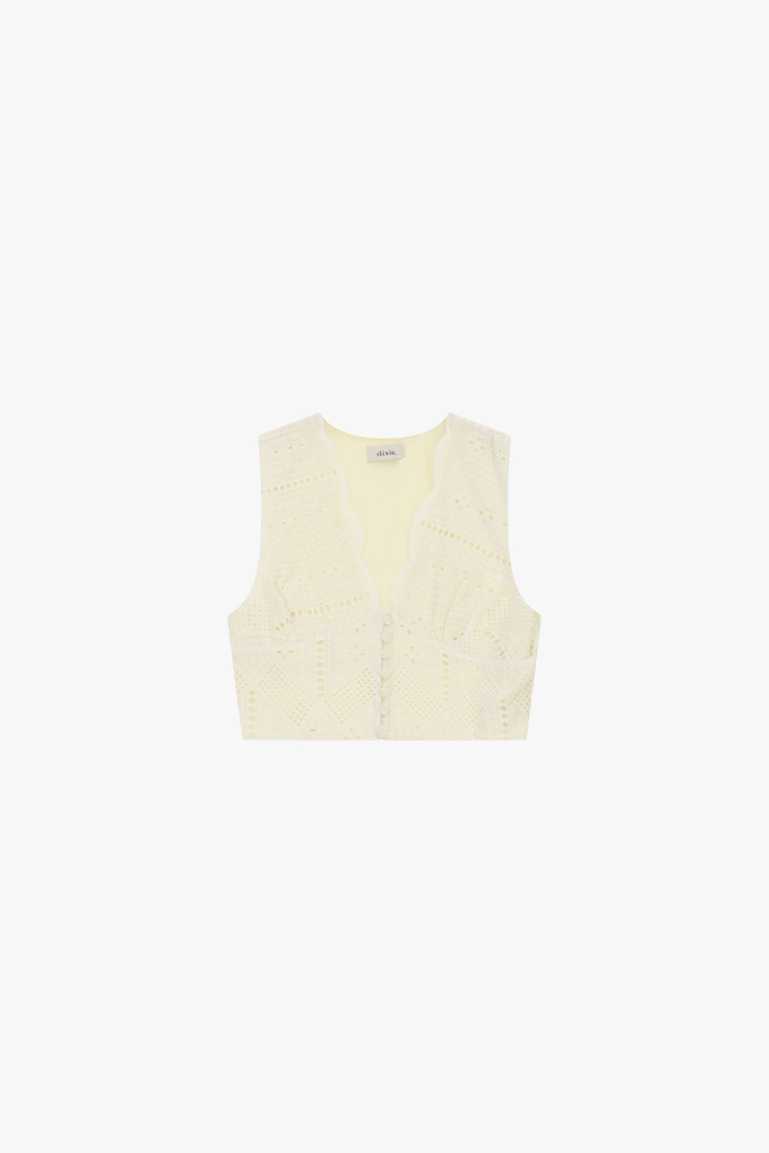 Dixie Short Perforated Top with Scalloped Neckline (Top court perforé à encolure festonnée)