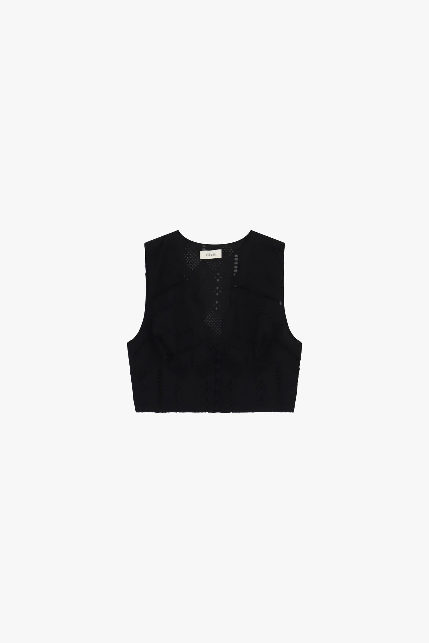 Dixie Short Perforated Top with Scalloped Neckline (Top court perforé à encolure festonnée)