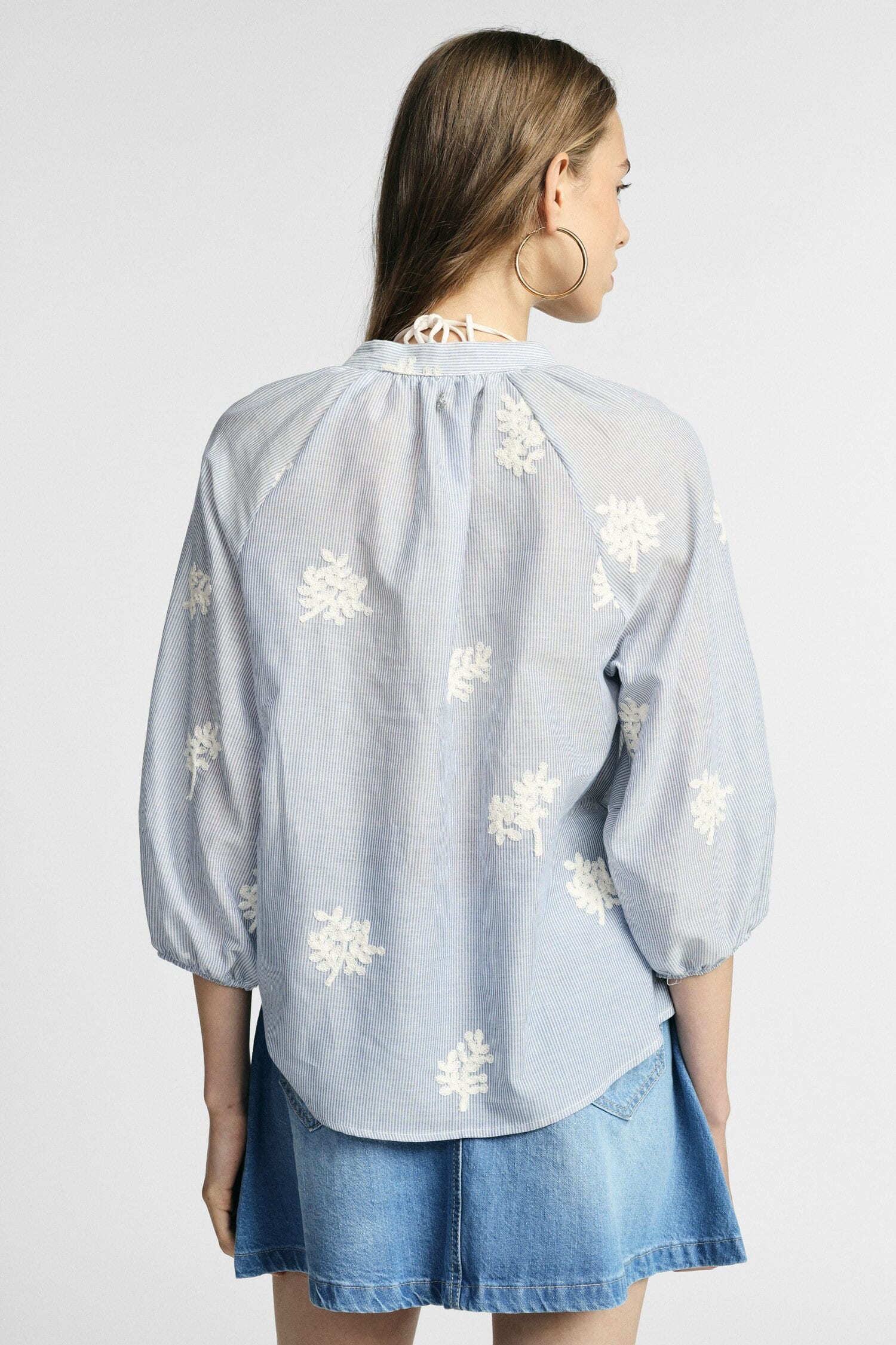 Blusa Ampia A Righe Con Motivo Floreale Please