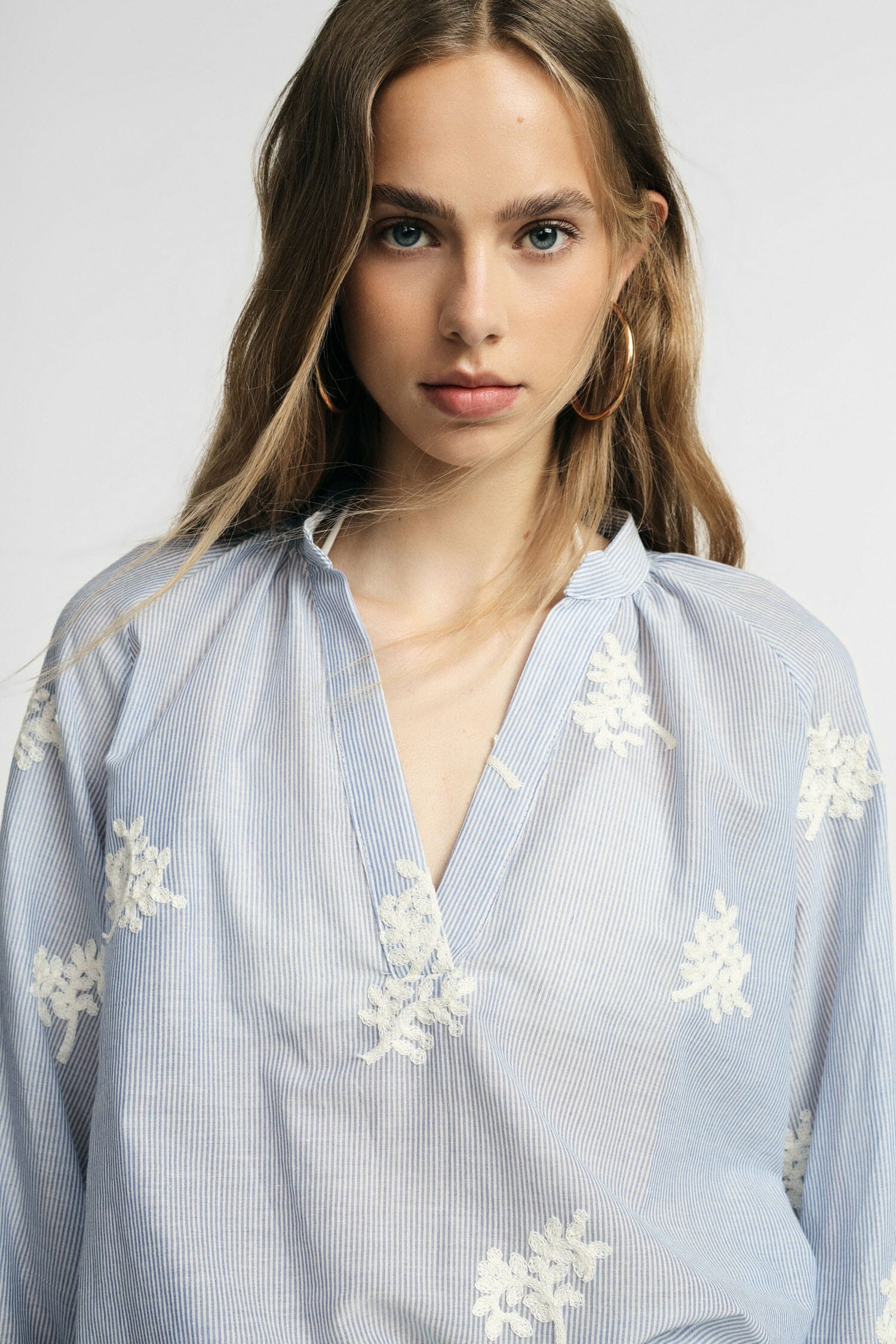 Blusa Ampia A Righe Con Motivo Floreale Please