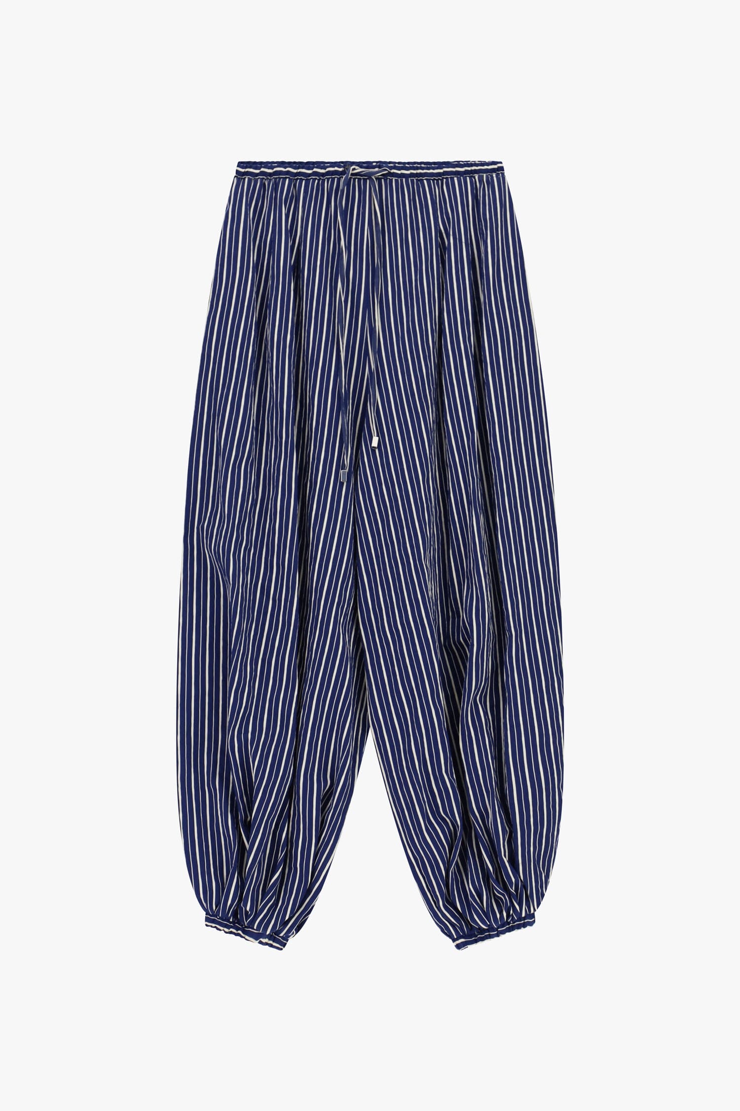 Wide Striped Trousers With Drawstring Waist Please