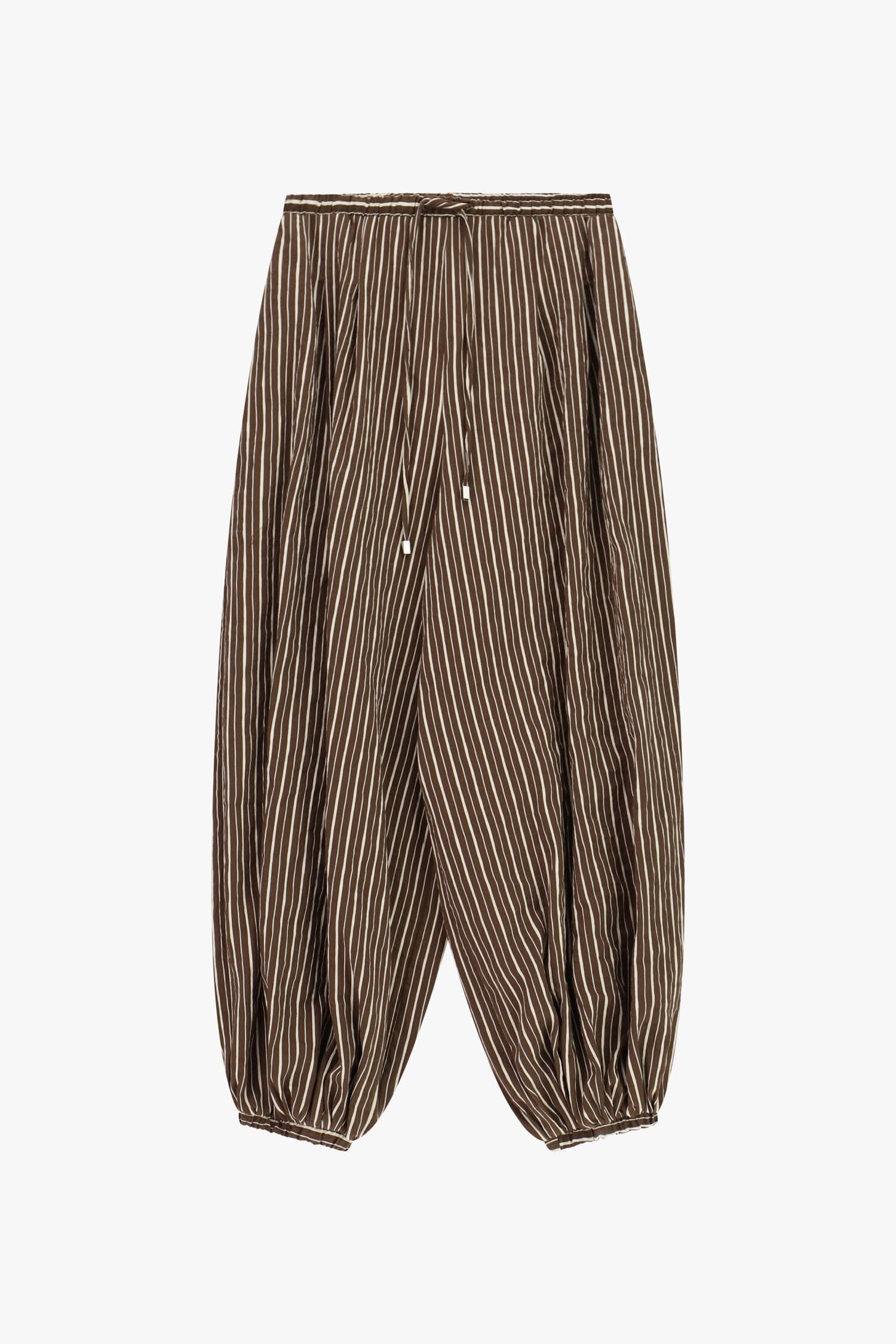 Wide Striped Trousers With Drawstring Waist Please