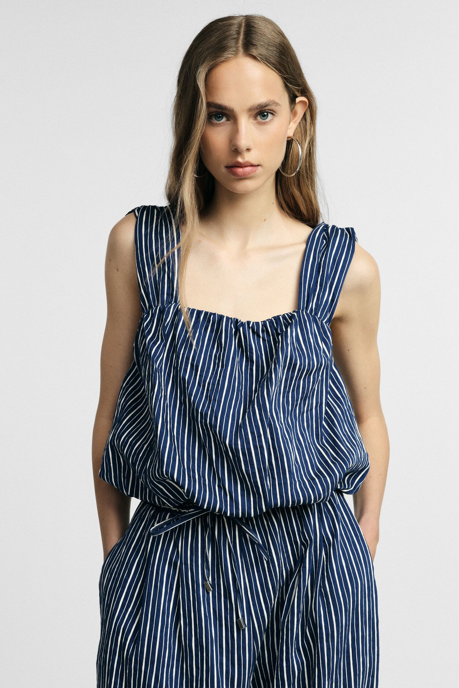 Cropped Striped Top with Wide Straps Please