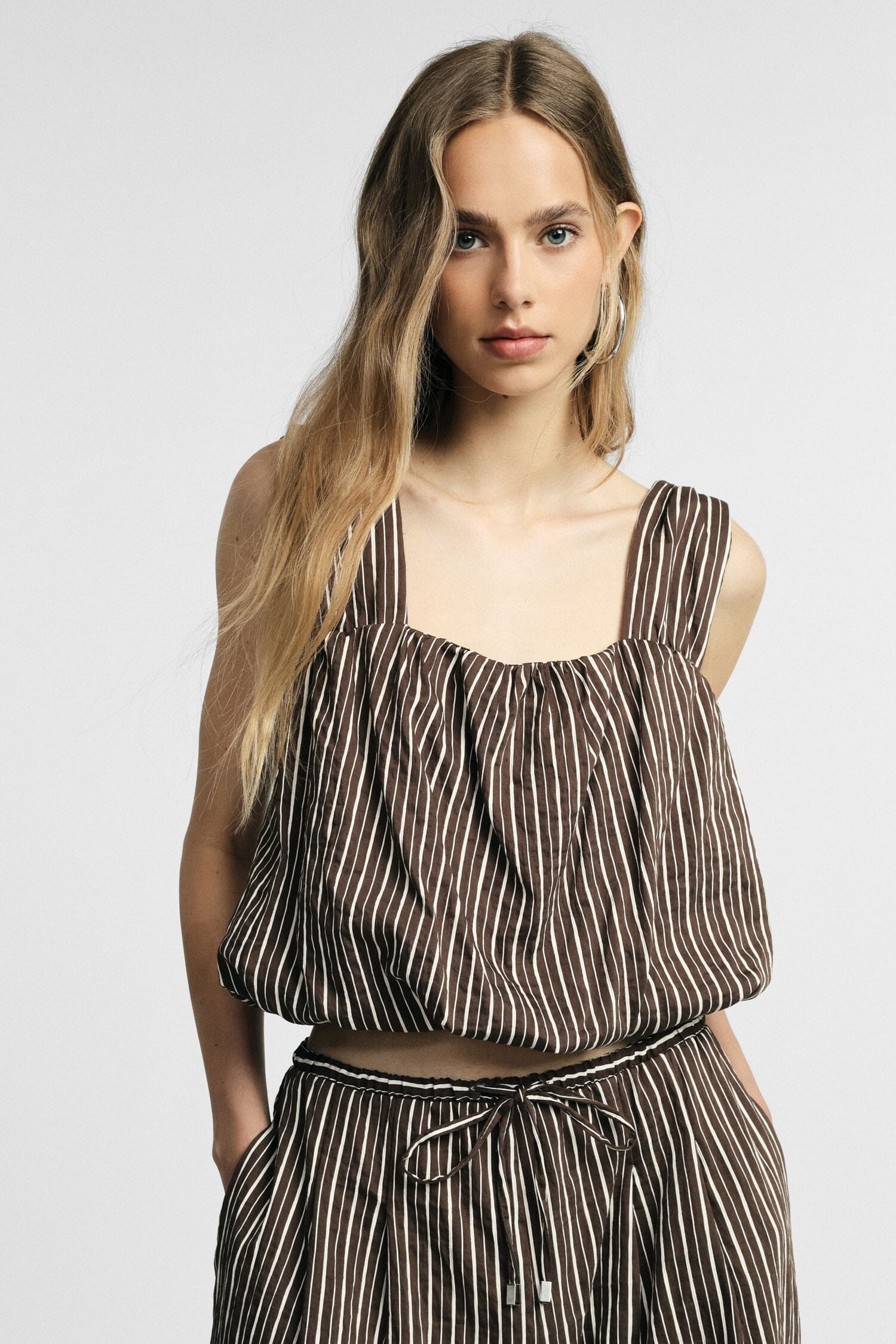 Cropped Striped Top with Wide Straps Please