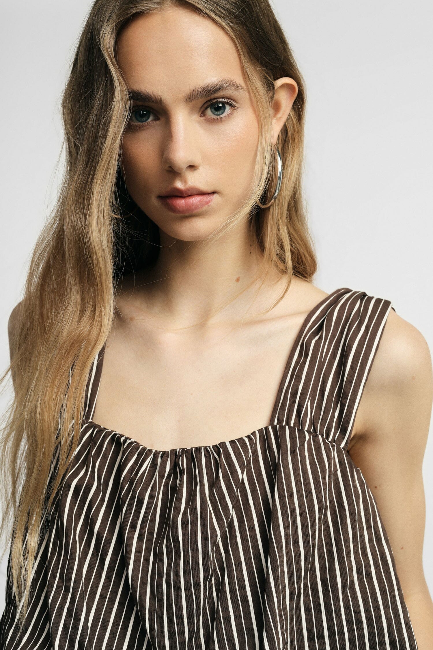 Cropped Striped Top with Wide Straps Please