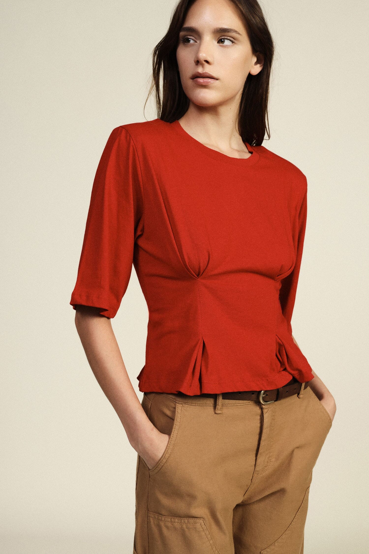 T-Shirt Con Maniche Ampie E Pieghe Frontali Dixie