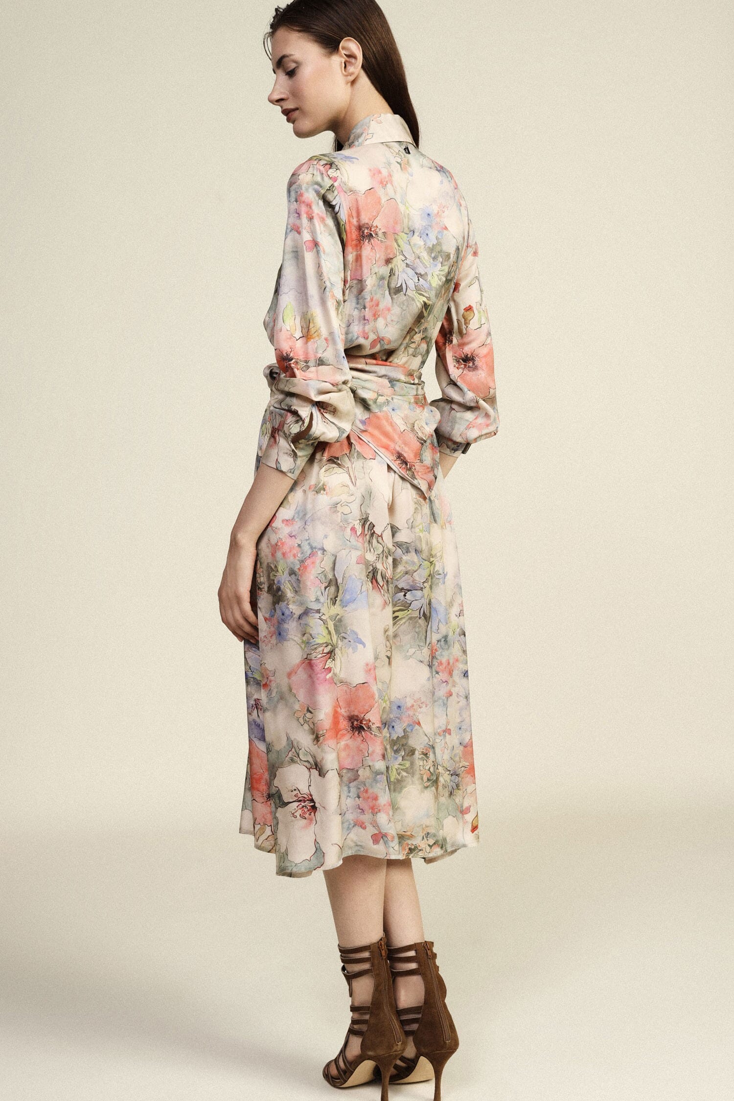Robe longue Imprimé floral Tissu Ceinture Dixie