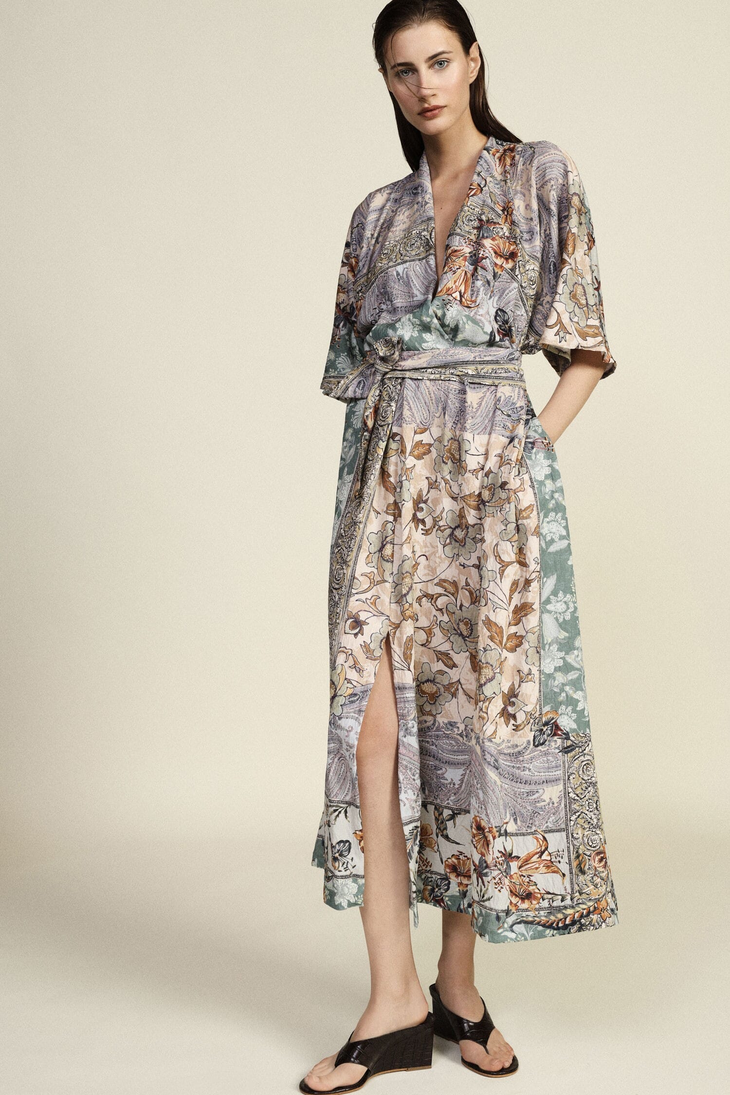 Long Dress Print Patchwork Fabric Belt Dixie