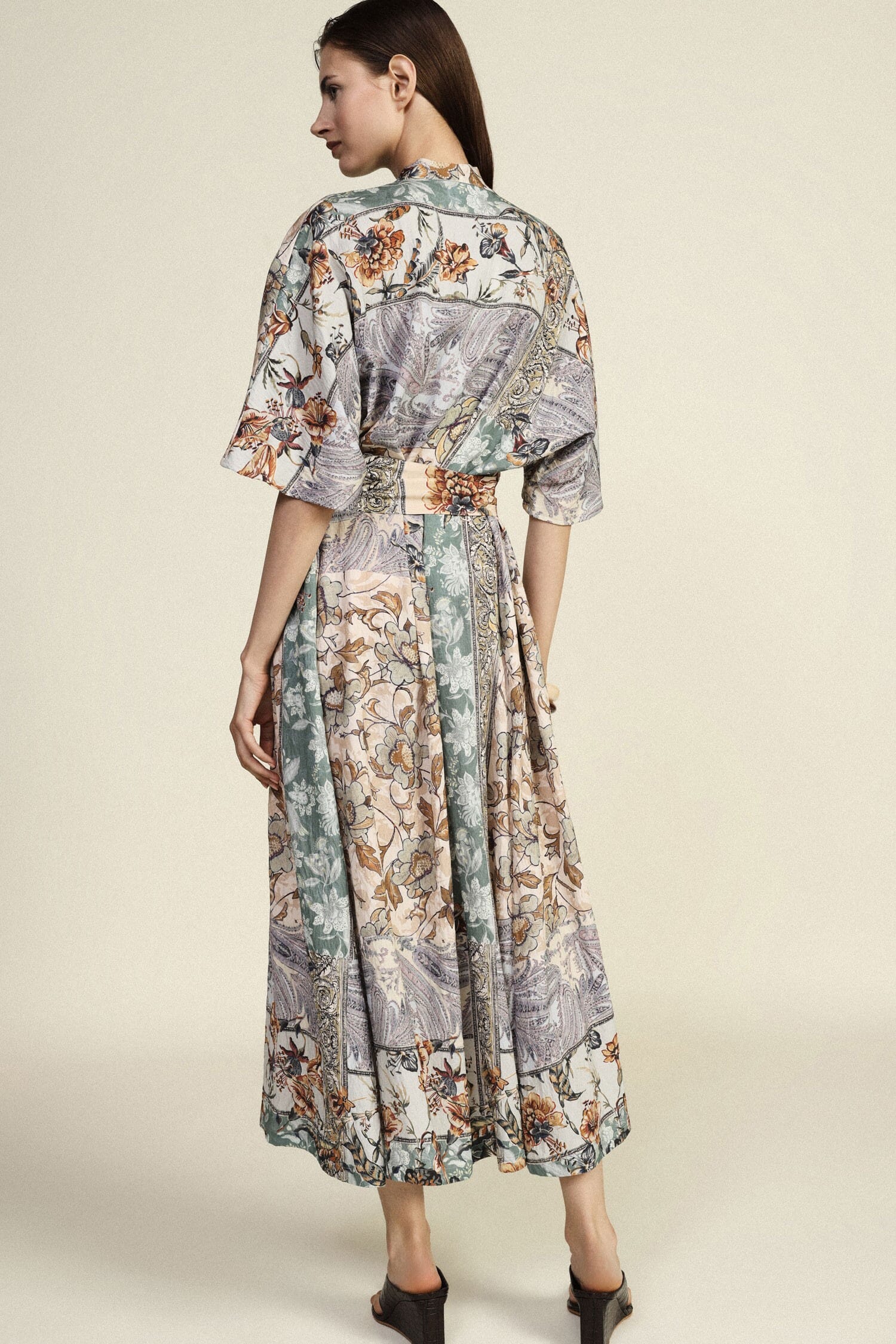Long Dress Print Patchwork Fabric Belt Dixie