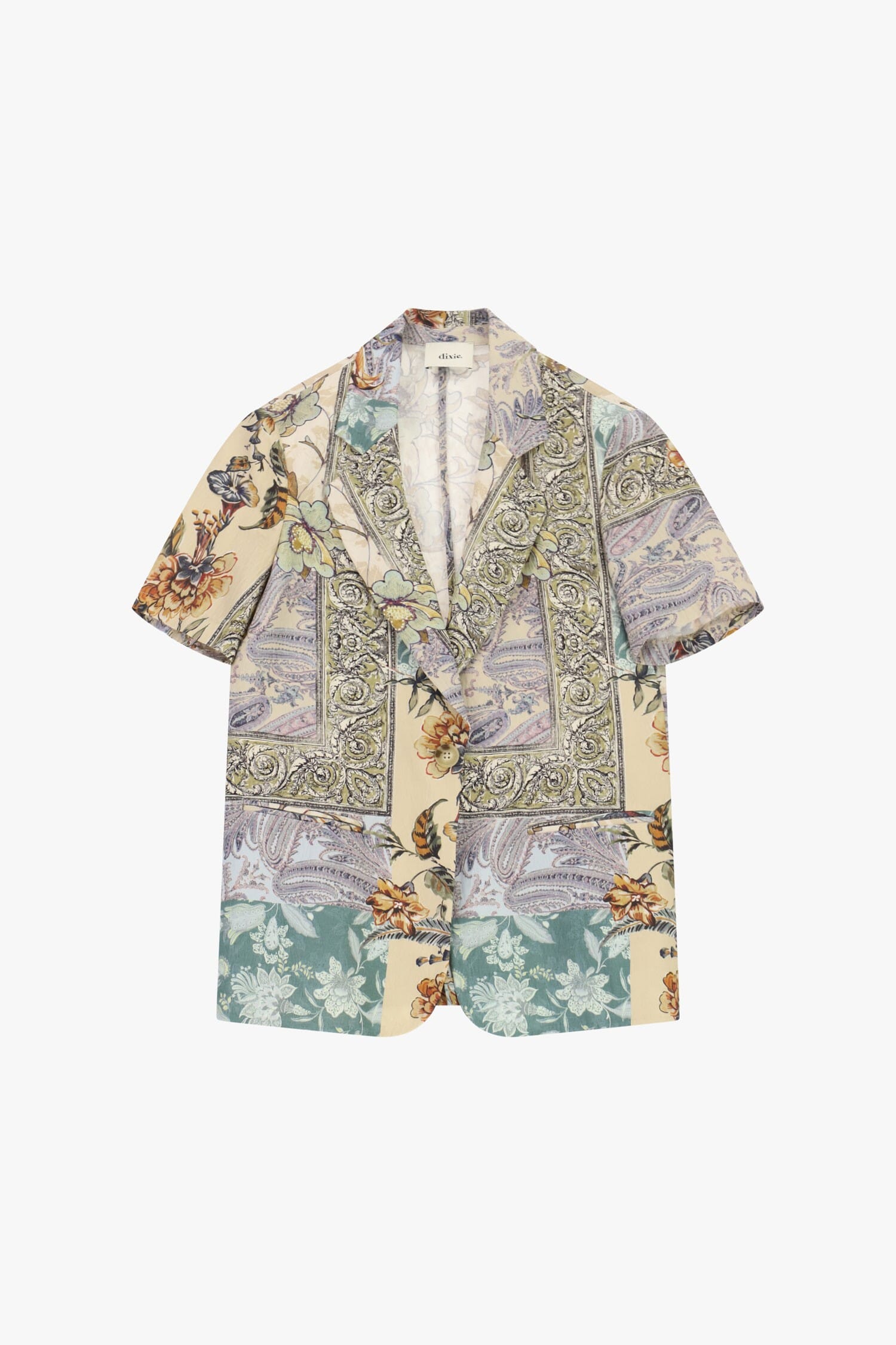 Veste-chemise fantaisie patchwork à manches courtes Dixie