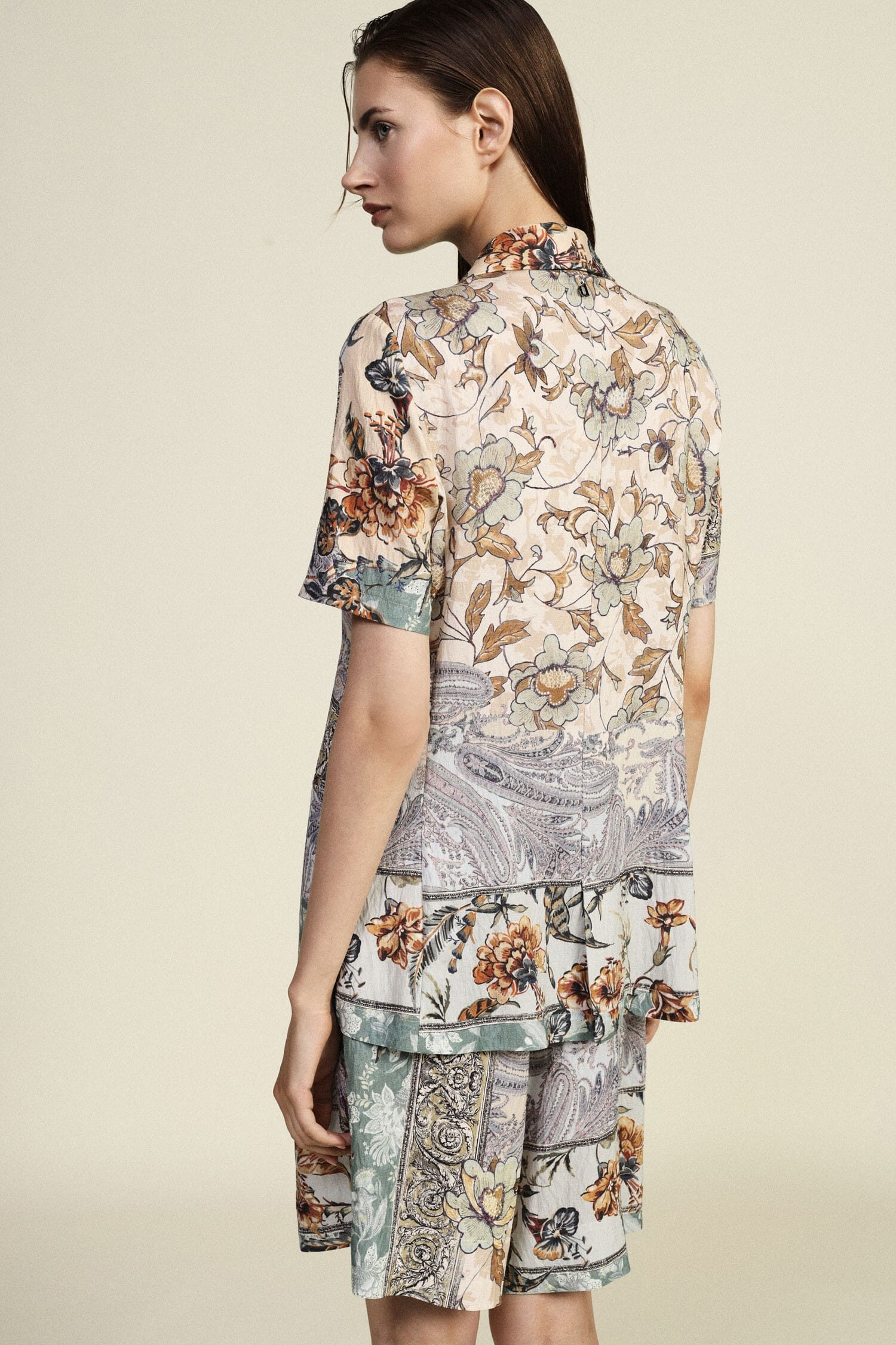 Veste-chemise fantaisie patchwork à manches courtes Dixie