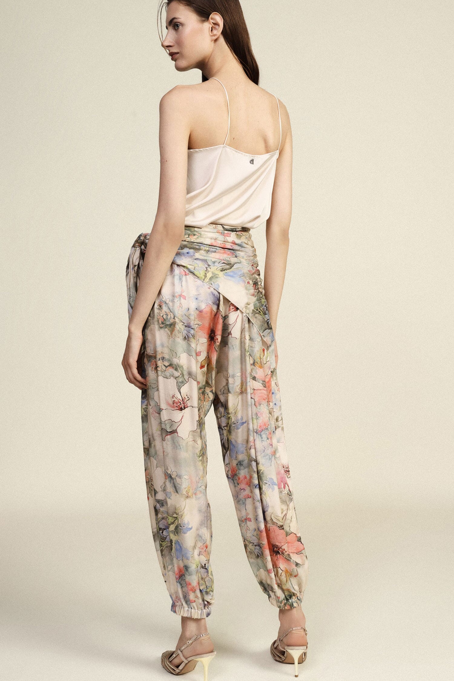 Pantaloni Jogging Fantasia Floreale Con Cintura Annodata Dixie
