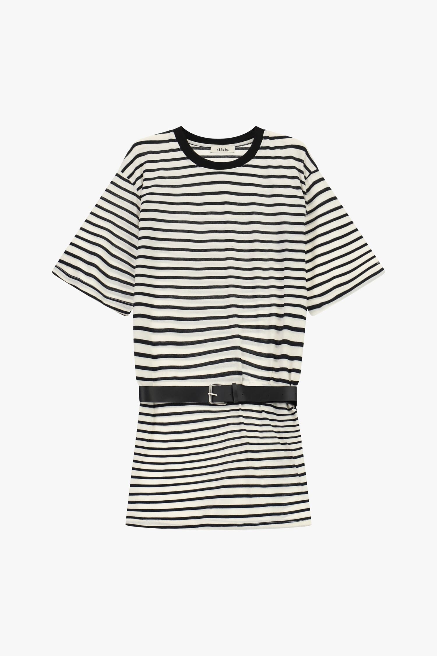 Robe courte rayée avec ceinture et manches courtes Dixie