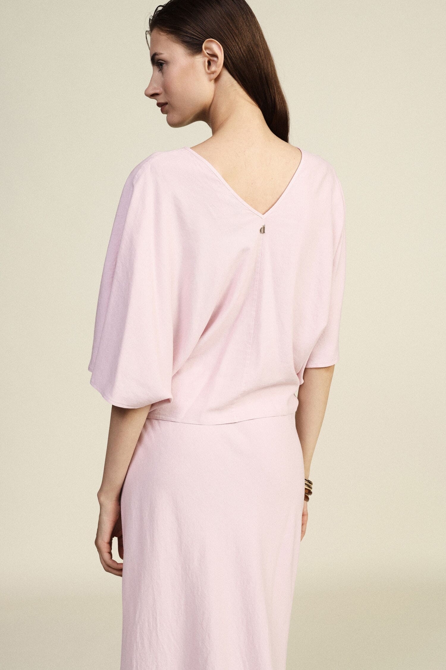 Short Blouse With Front Knot And Wide Sleeves Dixie