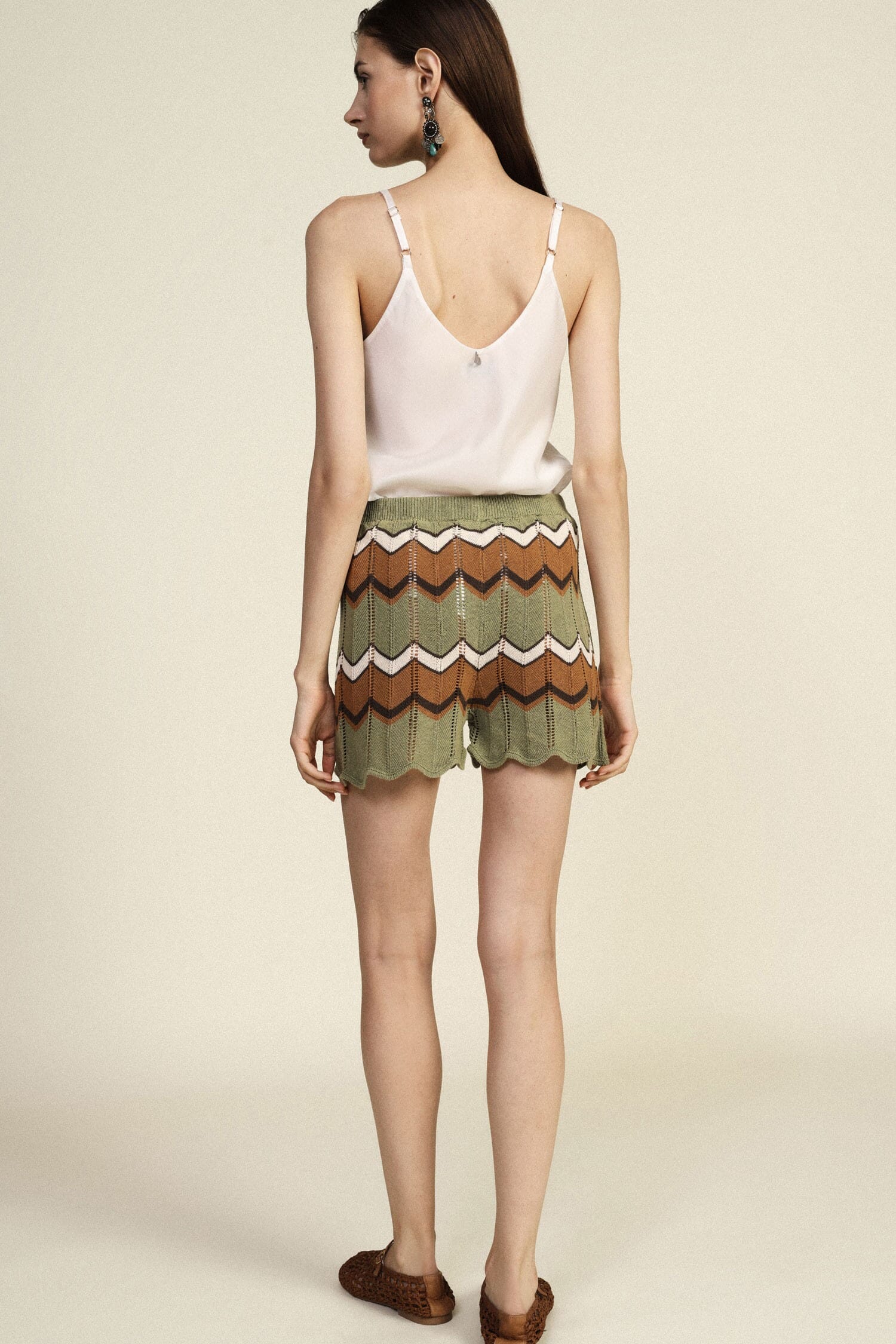 Dixie Zigzag Striped Jacquard Shorts with Scalloped Edge (Short en jacquard rayé à bord festonné)
