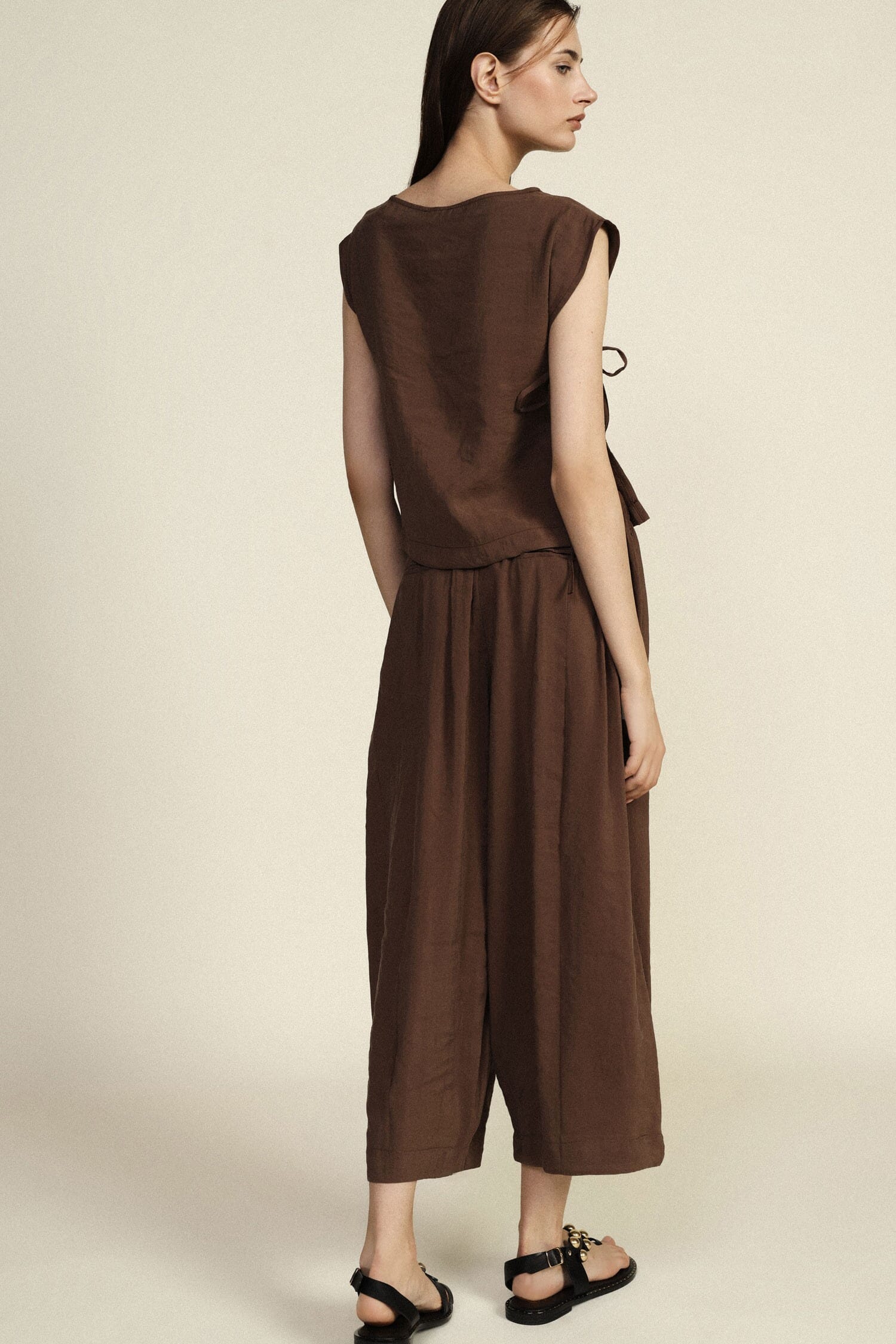 Palazzo Trousers Cropped Elasticated Waist Dixie
