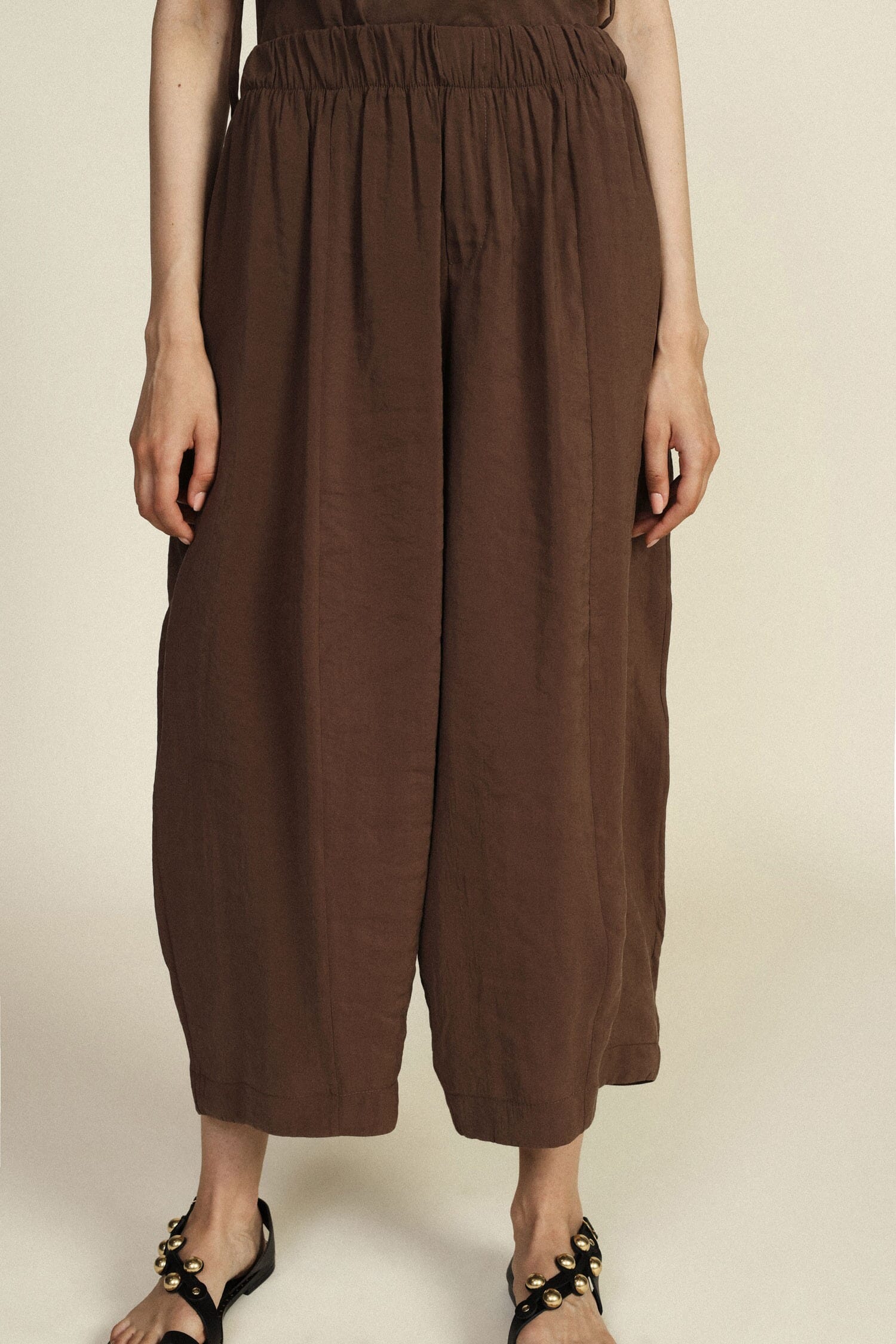 Palazzo Trousers Cropped Elasticated Waist Dixie