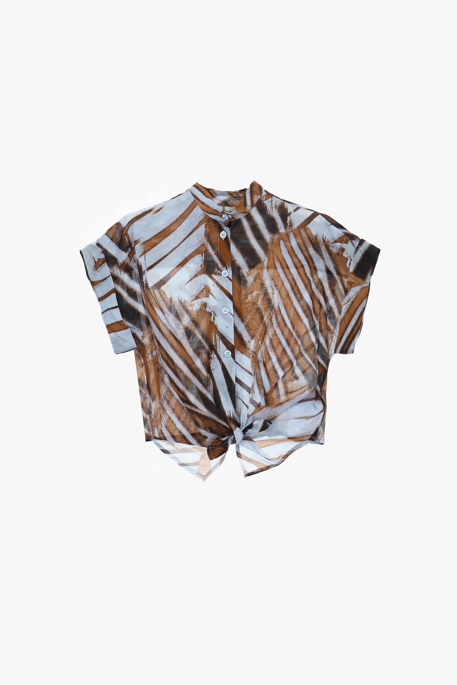 Crop Shirt With Front Knot And Short Sleeves Dixie