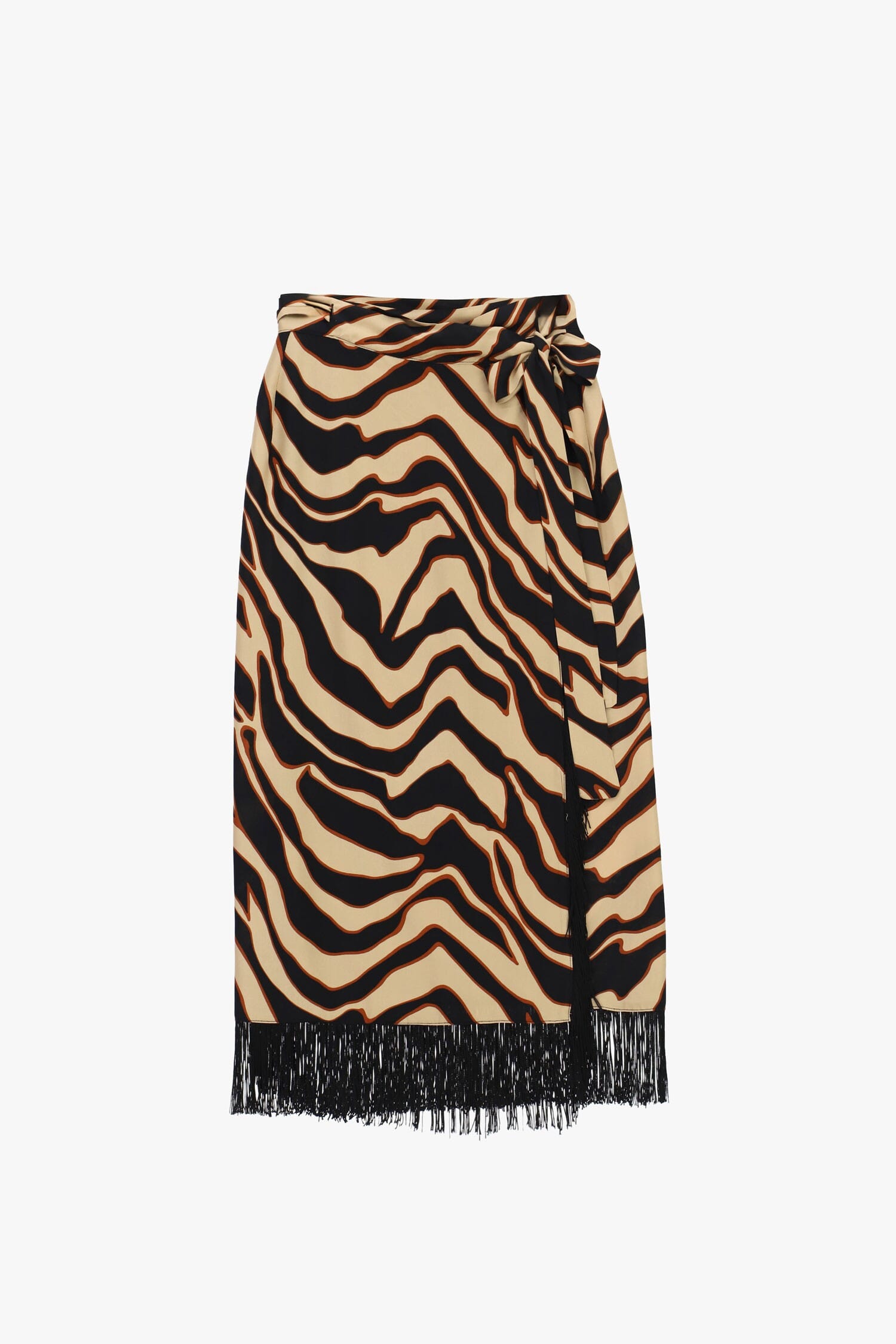 Dixie Animal Pattern Midi Skirt With Fringes