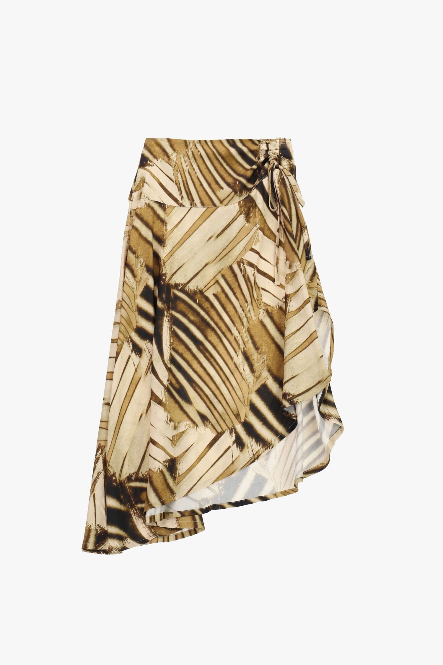 Dixie Leaf Print Asymmetrical Midi Skirt