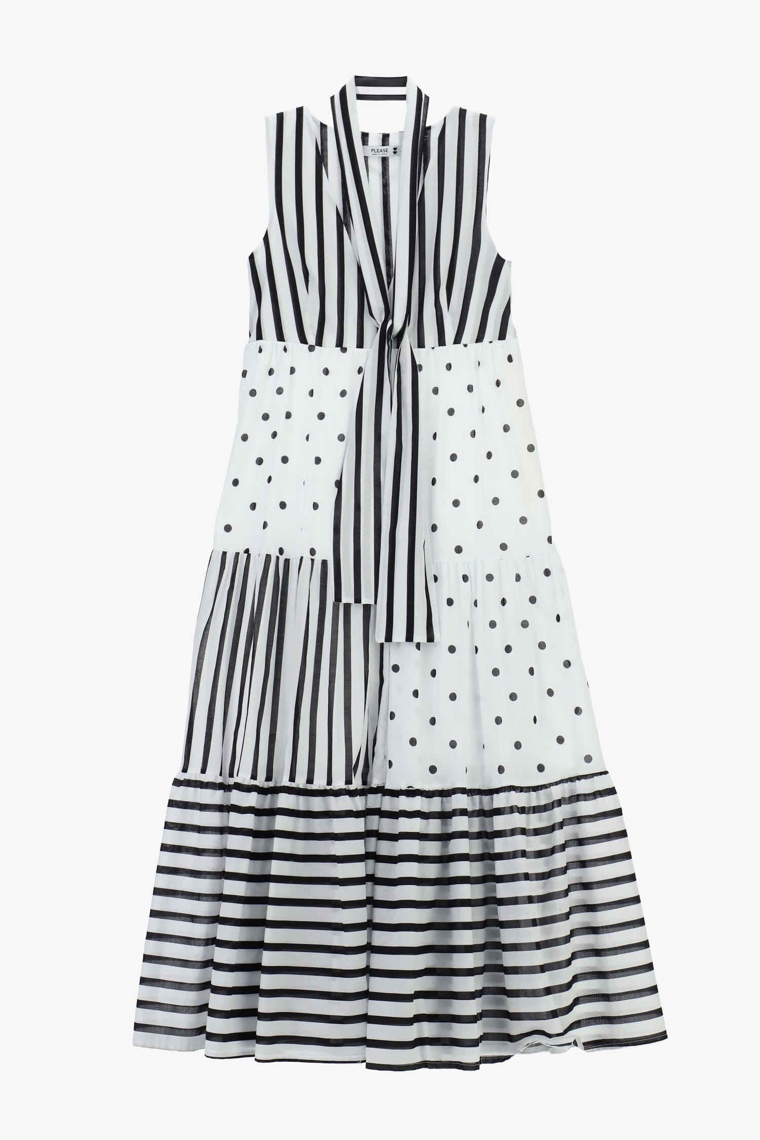 Vestito Lungo Senza Maniche A Righe E Pois Please