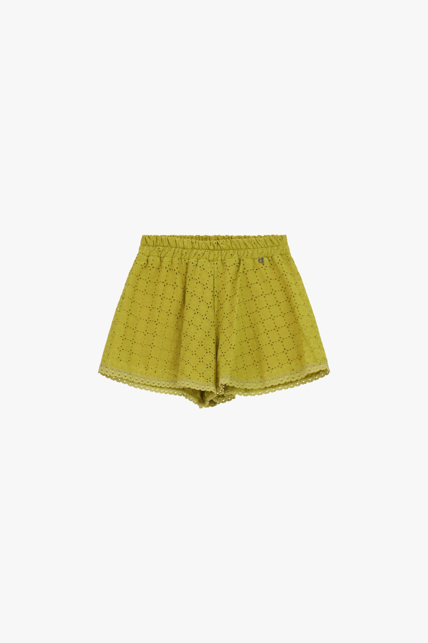 Short perforé à bord festonné et taille élastiquée Dixie